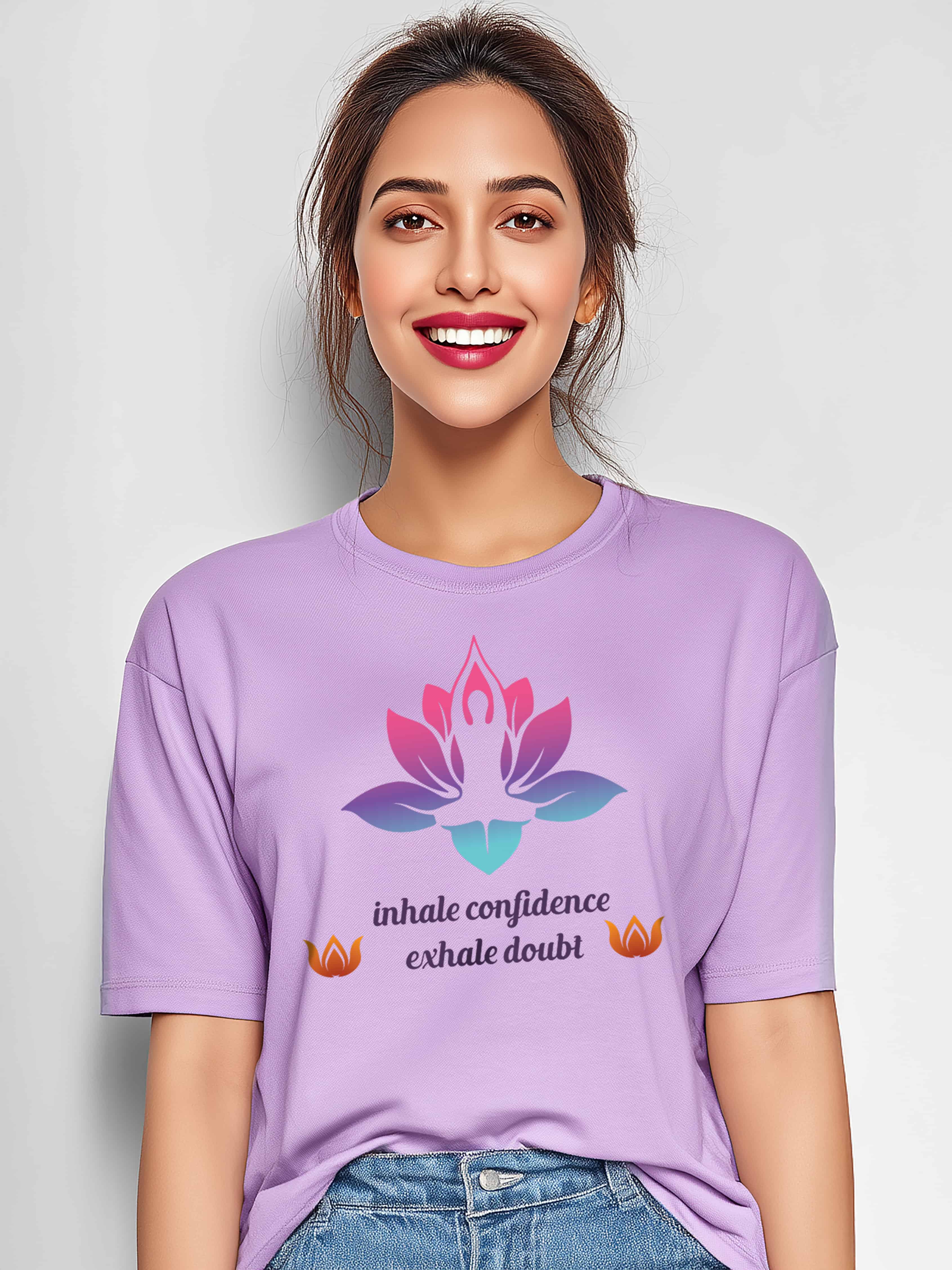 "Inhale Confidence, Exhale Doubt"  Women's Cotton Oversized T-Shirt