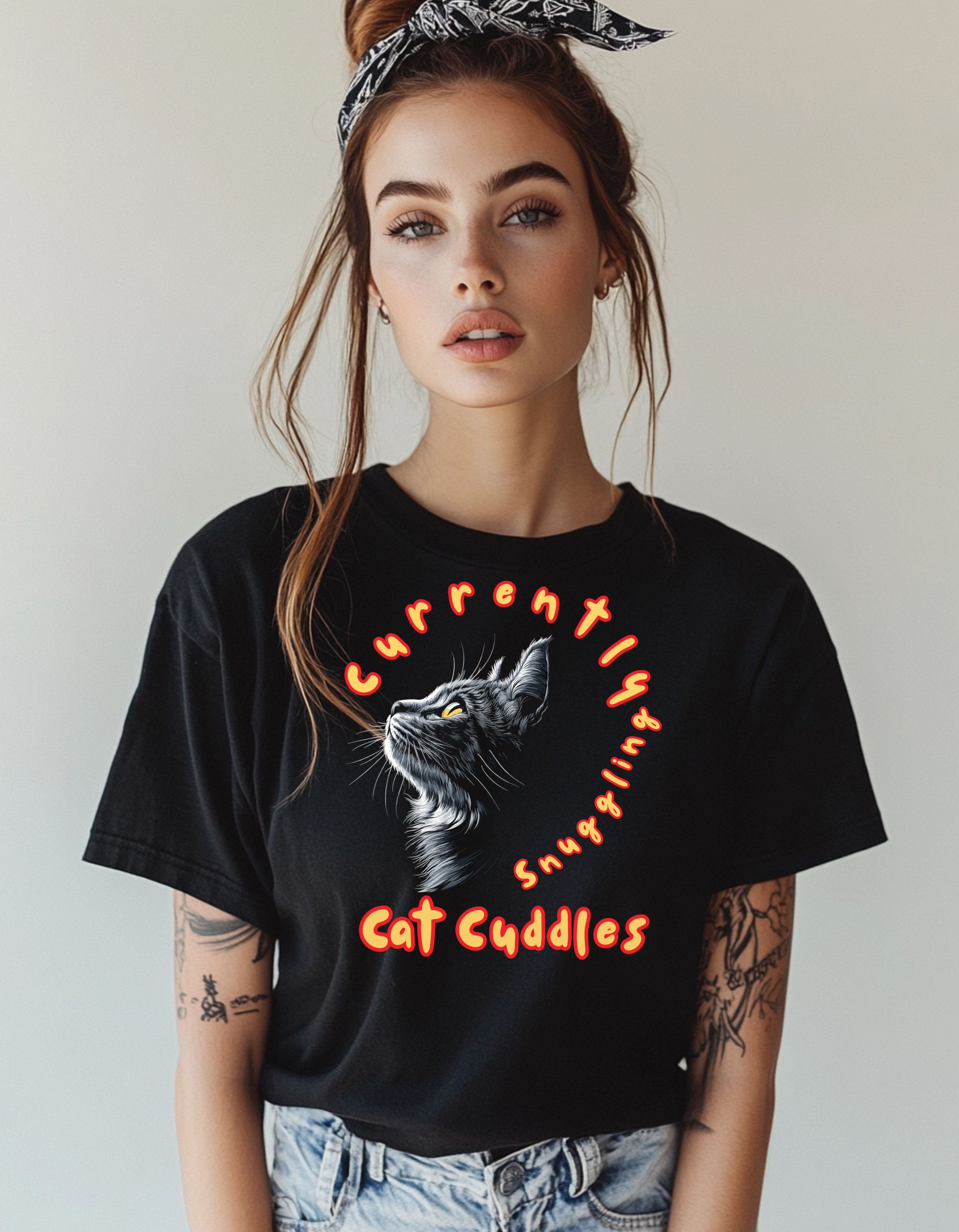 Currently Snuggling Cat Cuddles | Oversized Cozy Cotton Cat Tee