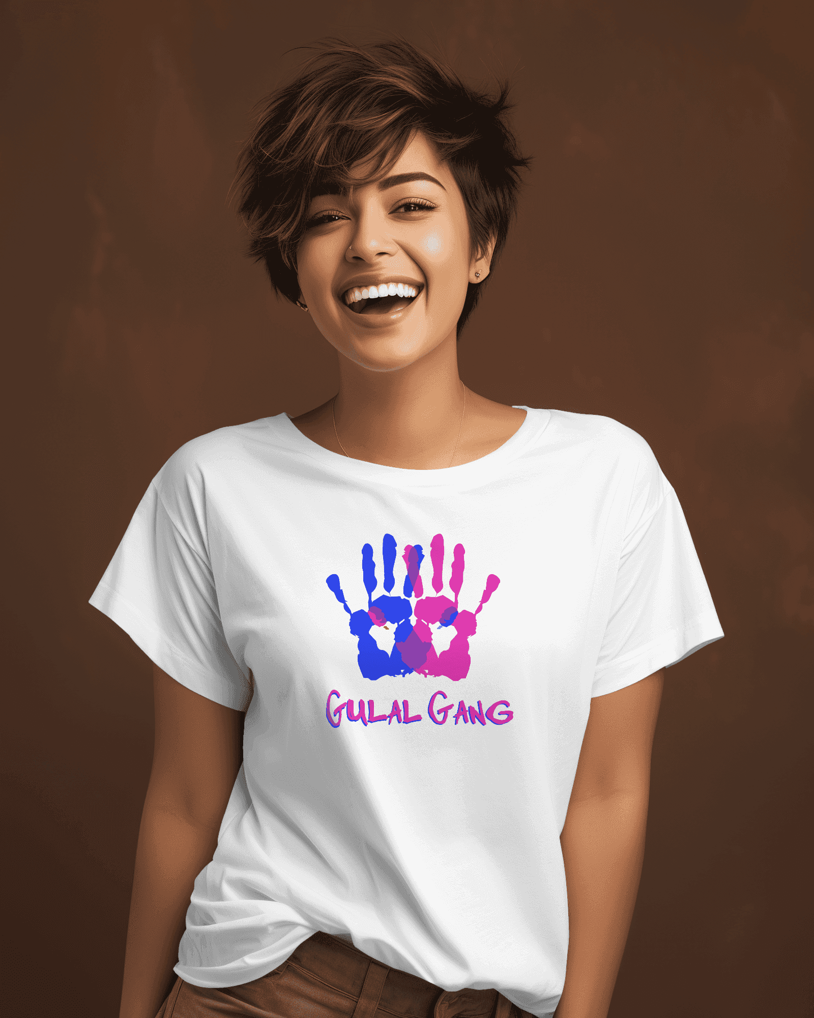 'Gulal Gang' Colorful Hands Design t shirt for Women