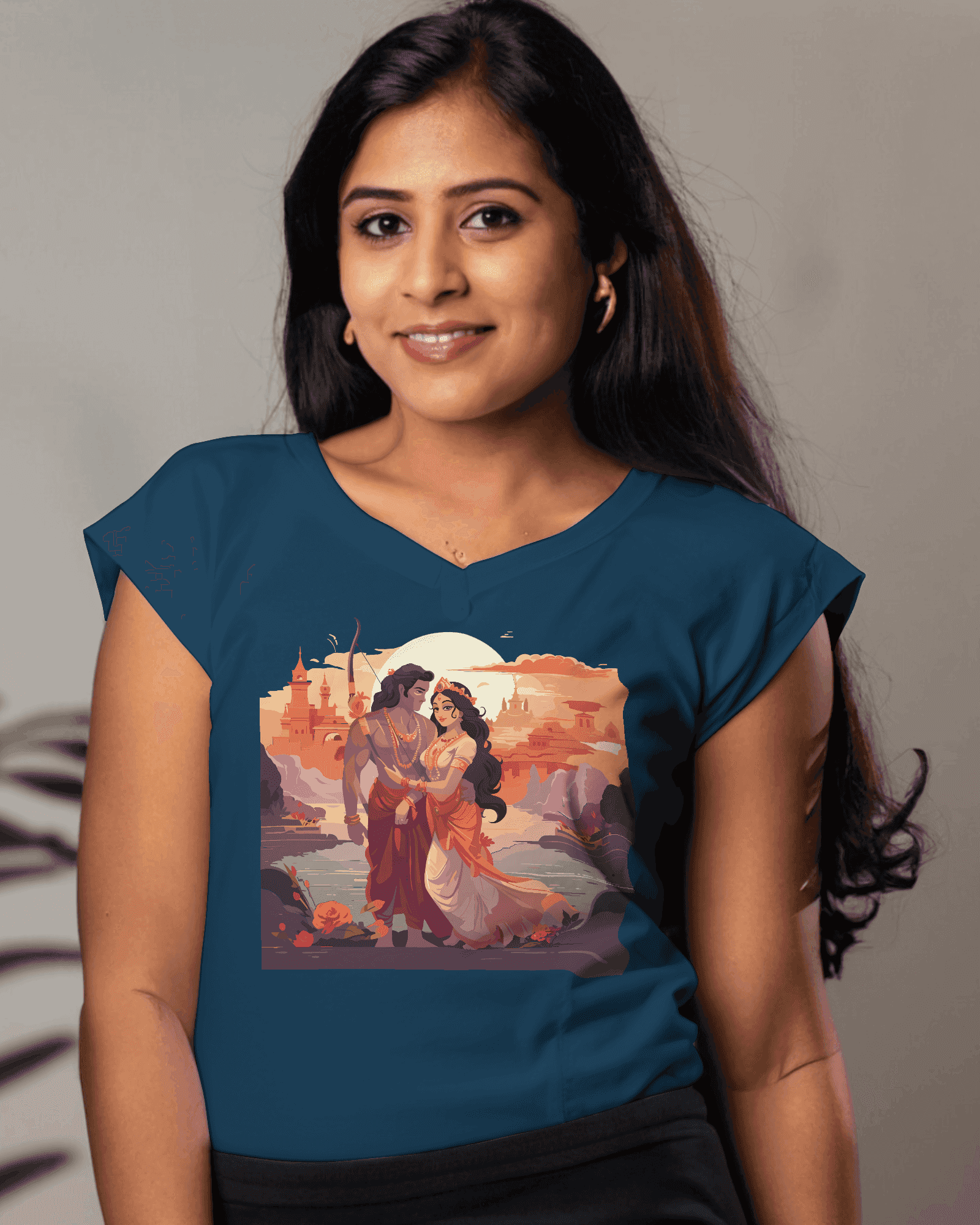 Ram & Sita Women's Divine Love T-Shirt - Ram Aaye Hai Ayodhya Mein