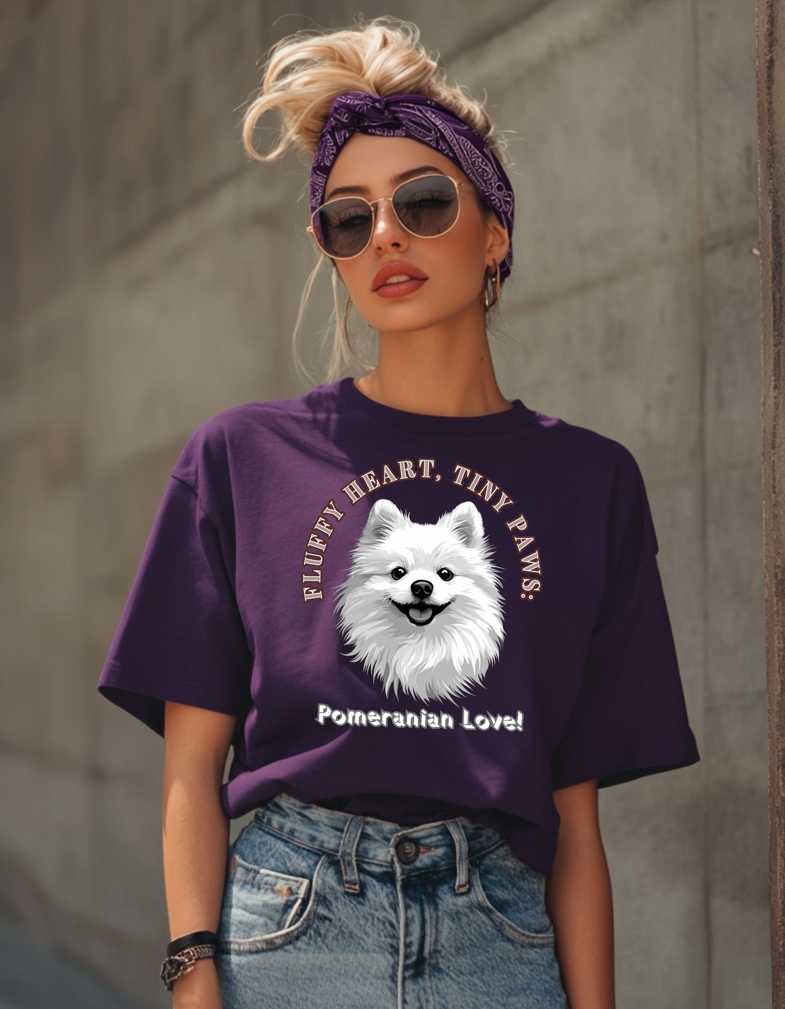 Fluffy Heart, Tiny Paws | Pomeranian Love Oversized Cotton Tee