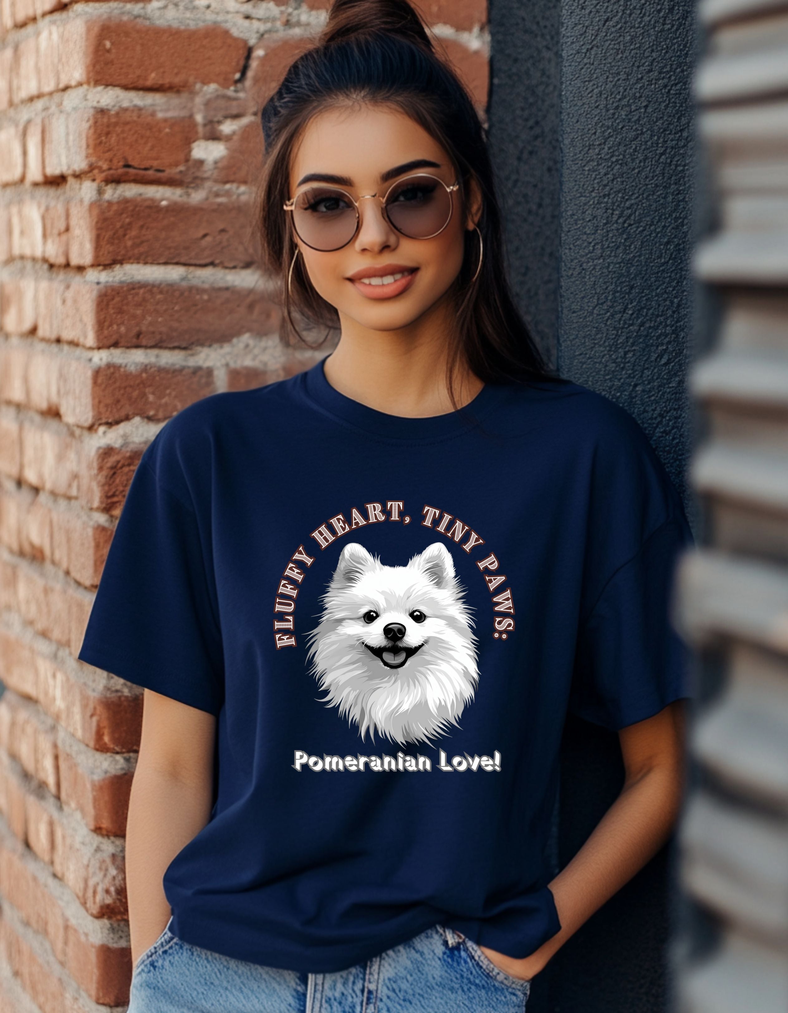 Fluffy Heart, Tiny Paws | Pomeranian Love Oversized Cotton Tee