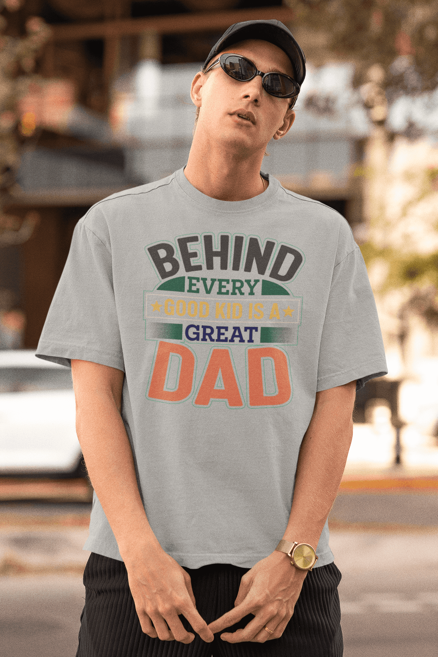 Men's Cotton Oversized T-Shirt - "Behind Every Good Kid Is a Great Dad" Father's Day Special T-Shirt