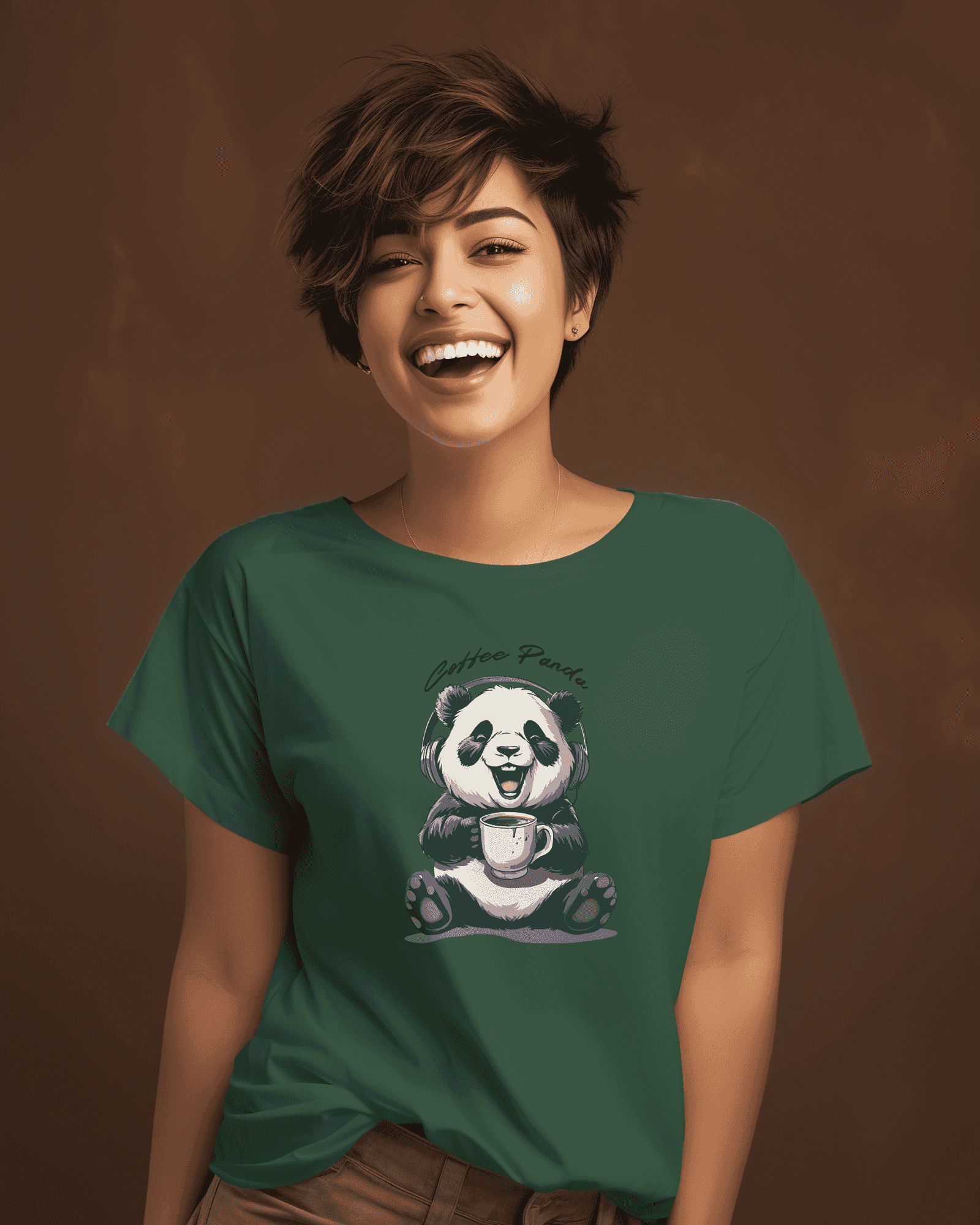 Coffee Panda Women's Graphic Cotton T-Shirt