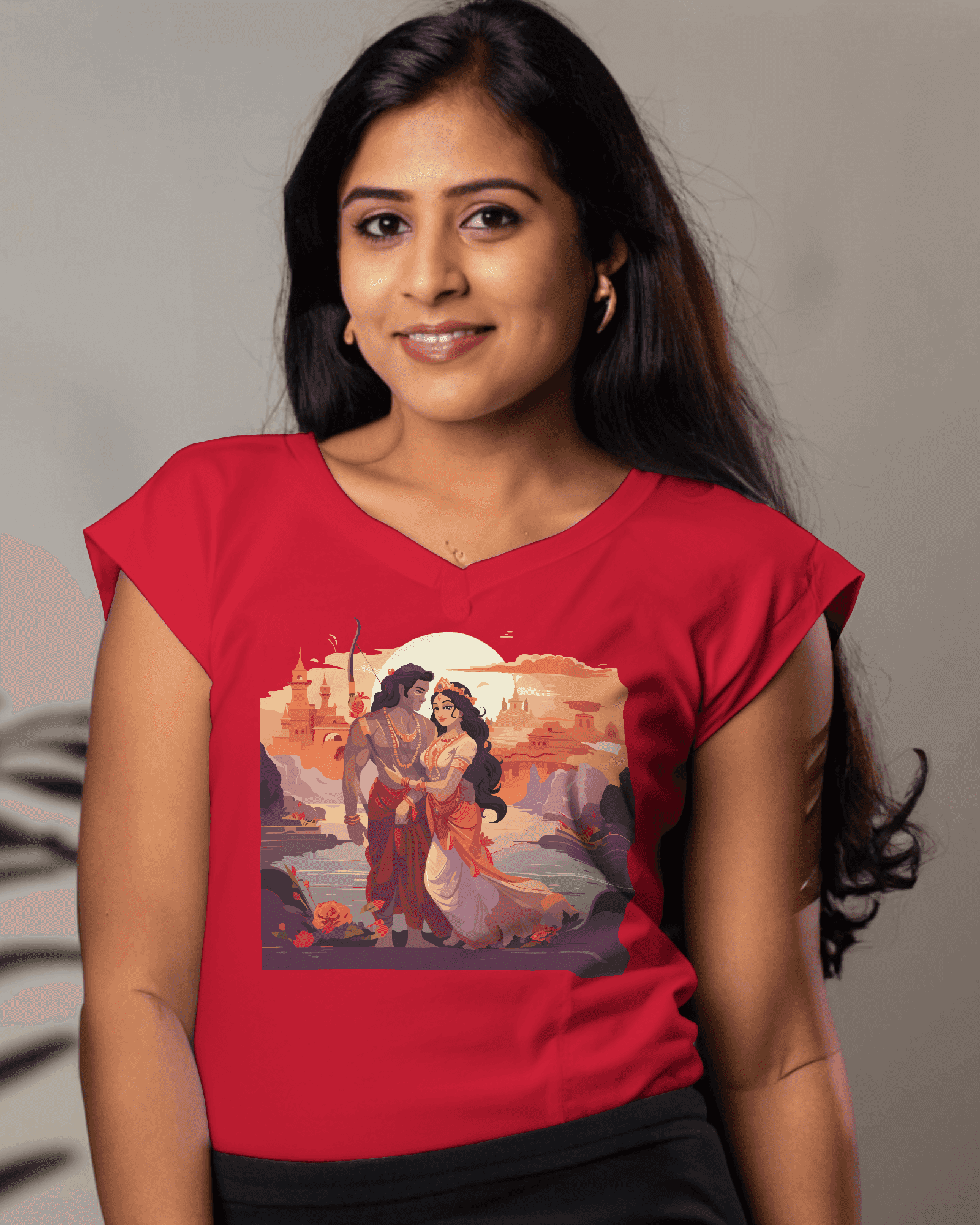 Ram & Sita Women's Divine Love T-Shirt - Ram Aaye Hai Ayodhya Mein