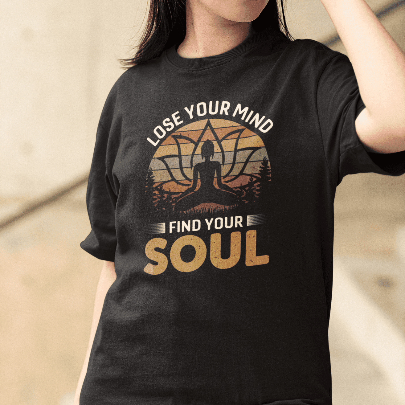 "Lose Your Mind, Find Your Soul" Yoga Day Women's Cotton Oversized T-Shirt