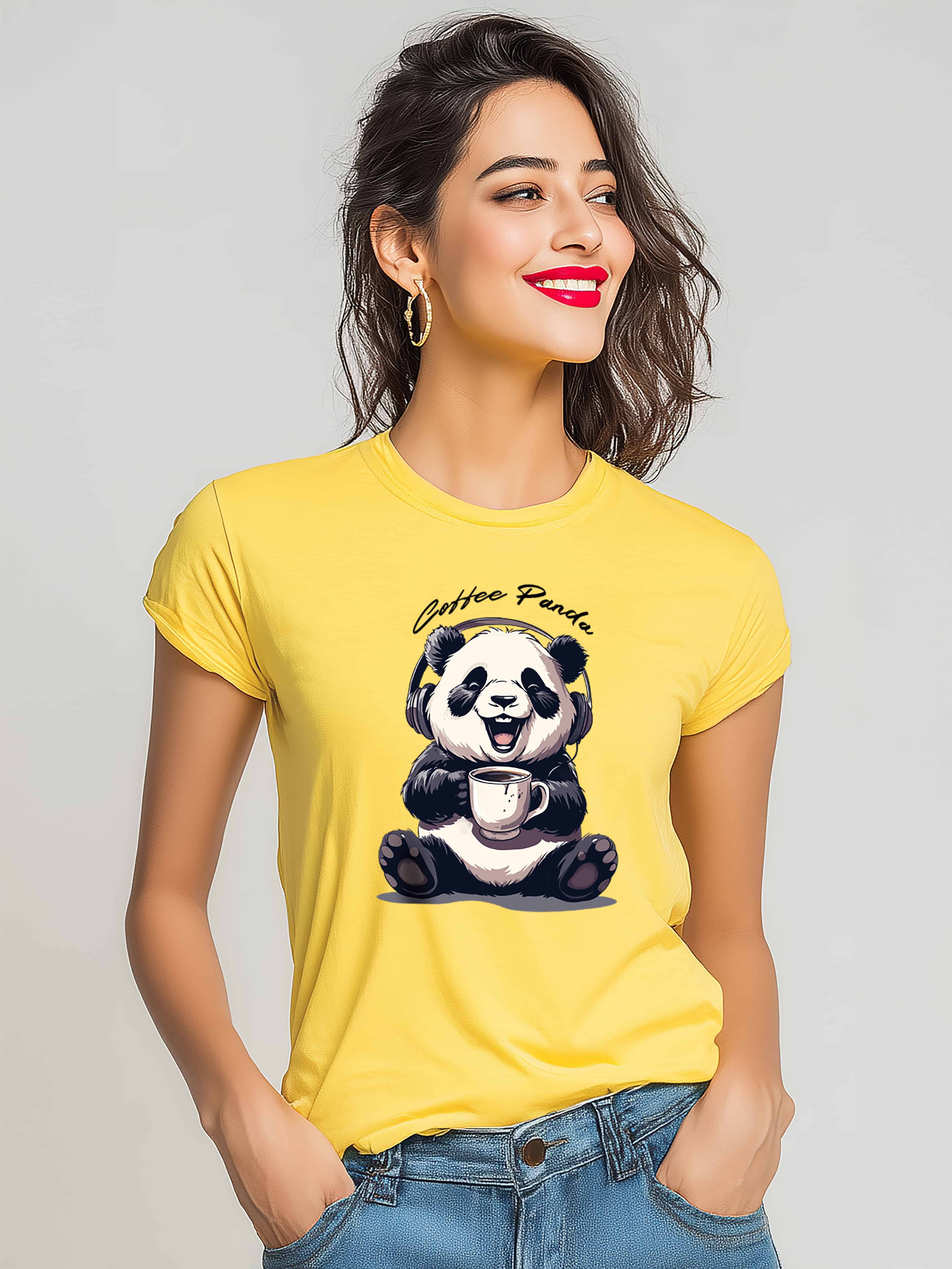 Coffee Panda Women's Graphic Cotton T-Shirt