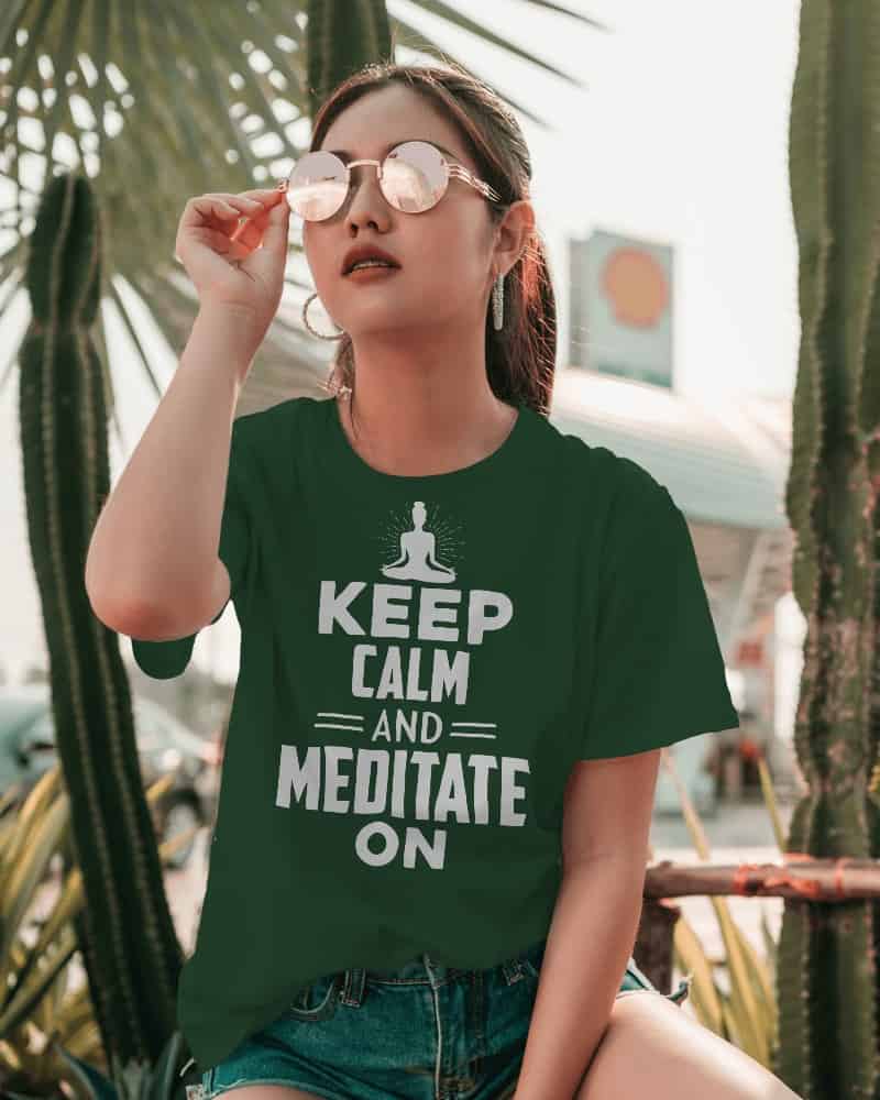 "Keep Calm and Meditate On" Women's Cotton T-Shirt