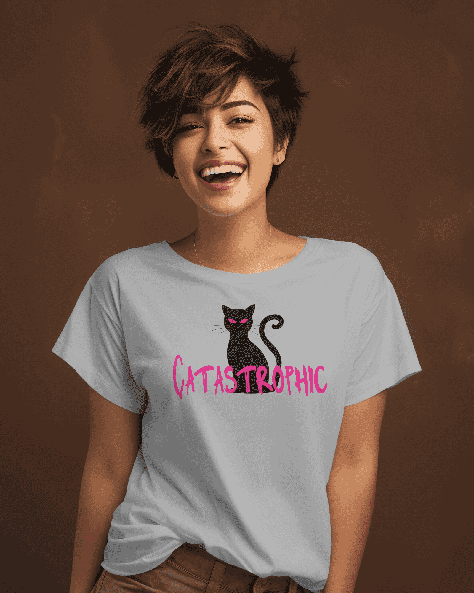 Shop 'Catastrophic' Cat Women's Casual Cotton Tee