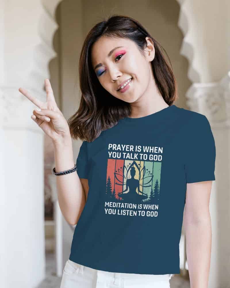 "Prayer and Meditation" Women's Graphic Cotton  T-Shirt