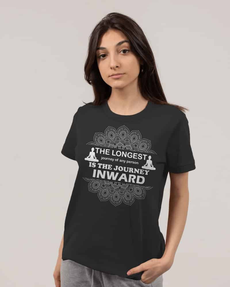 "The Longest Journey Is the Journey Inwards" Women's Cotton Graphic T-Shirt