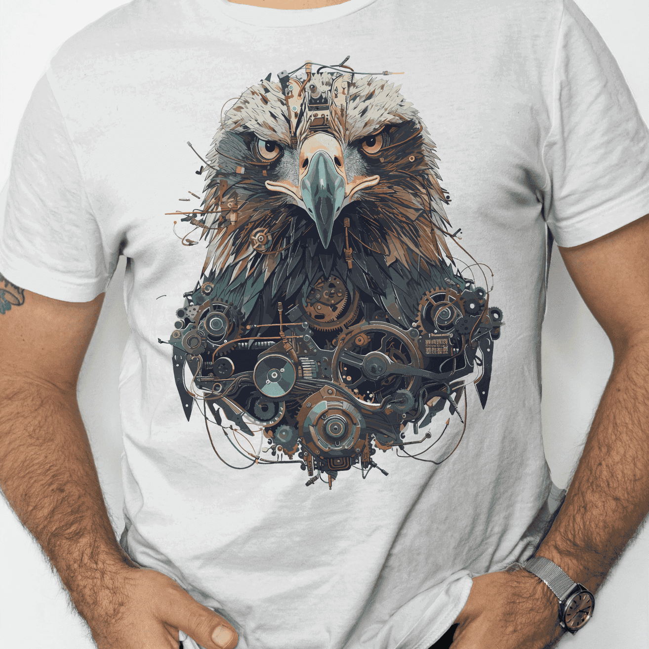 Eagle Vision Premium Graphic Design Men's T-Shirt – Exquisite Mechanical Artistry for Discerning Taste