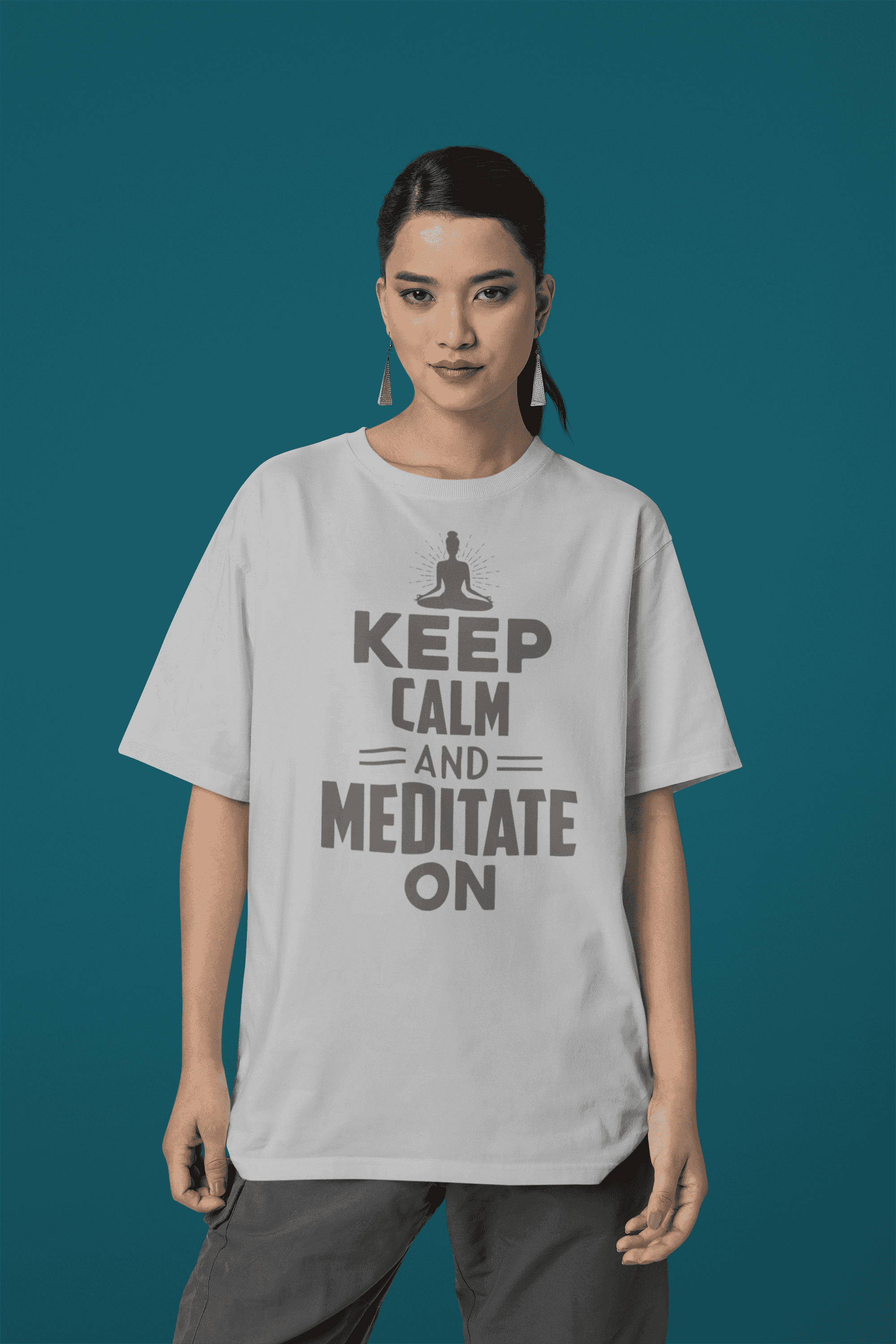 "Keep Calm and Meditate On" Women's Cotton Oversized T-Shirt