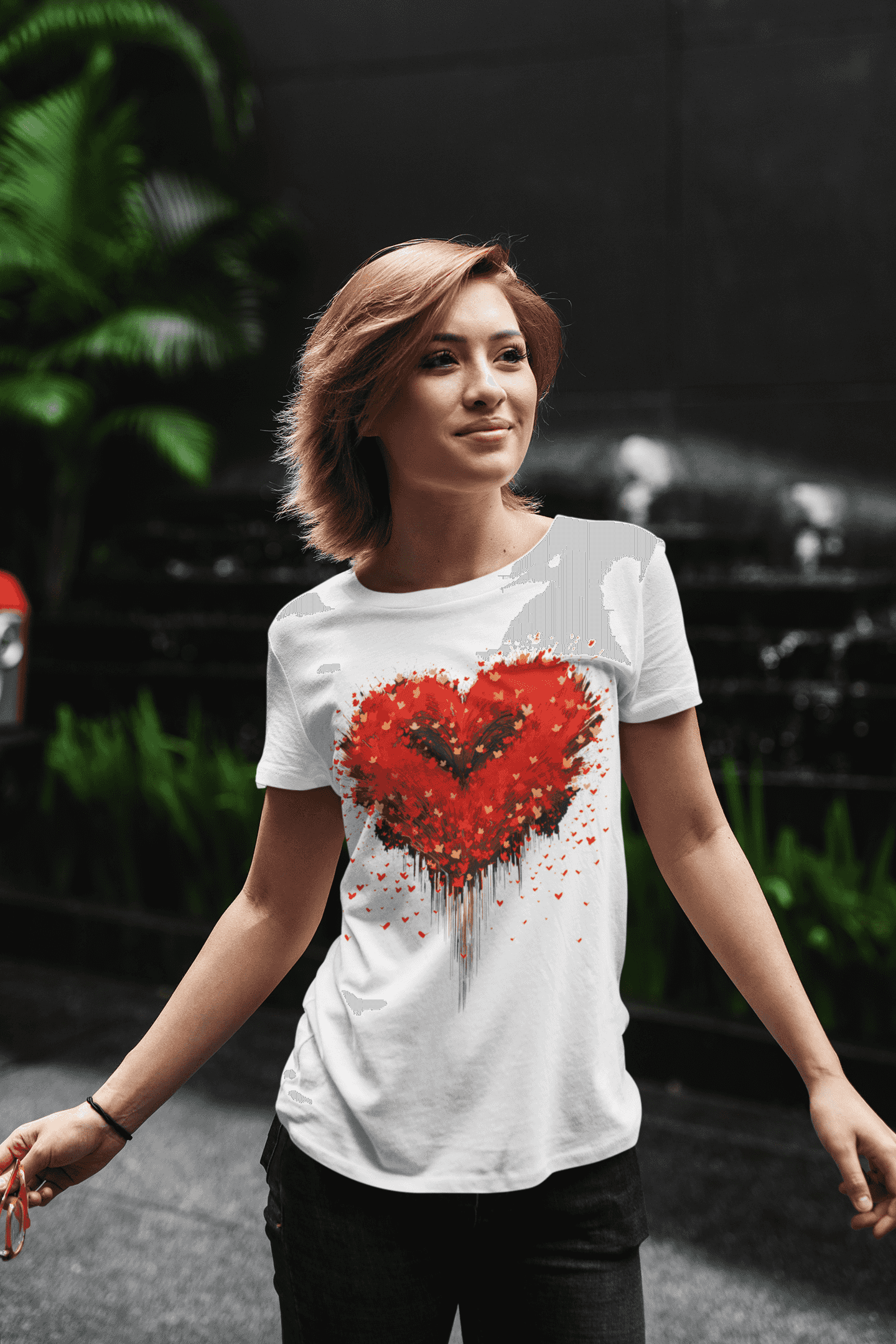 Radiant Love Women's Sparkling Heart Cotton T-Shirt