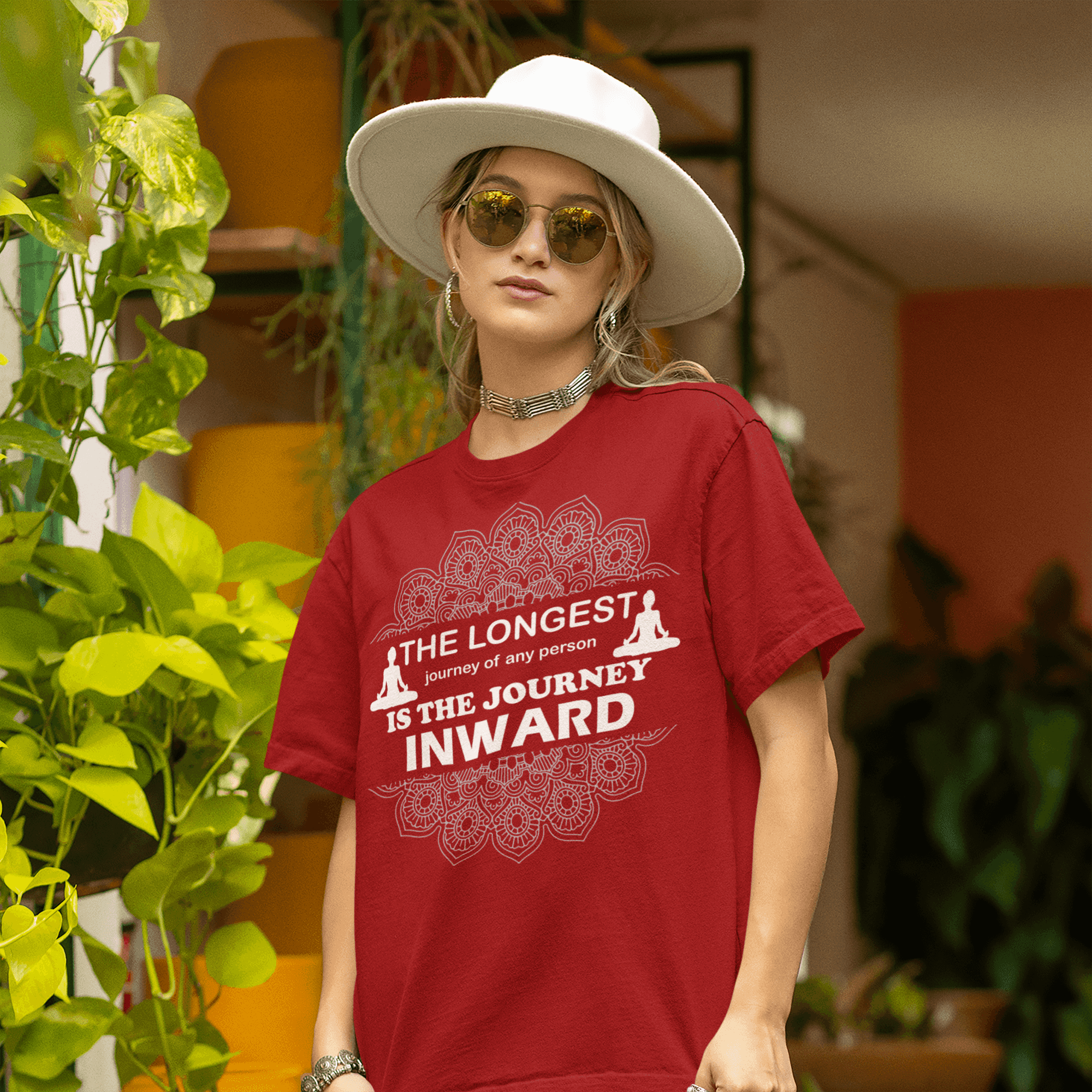 "The Longest Journey Is the Journey Inwards" Yoga Day Women's Cotton Oversized T-Shirt