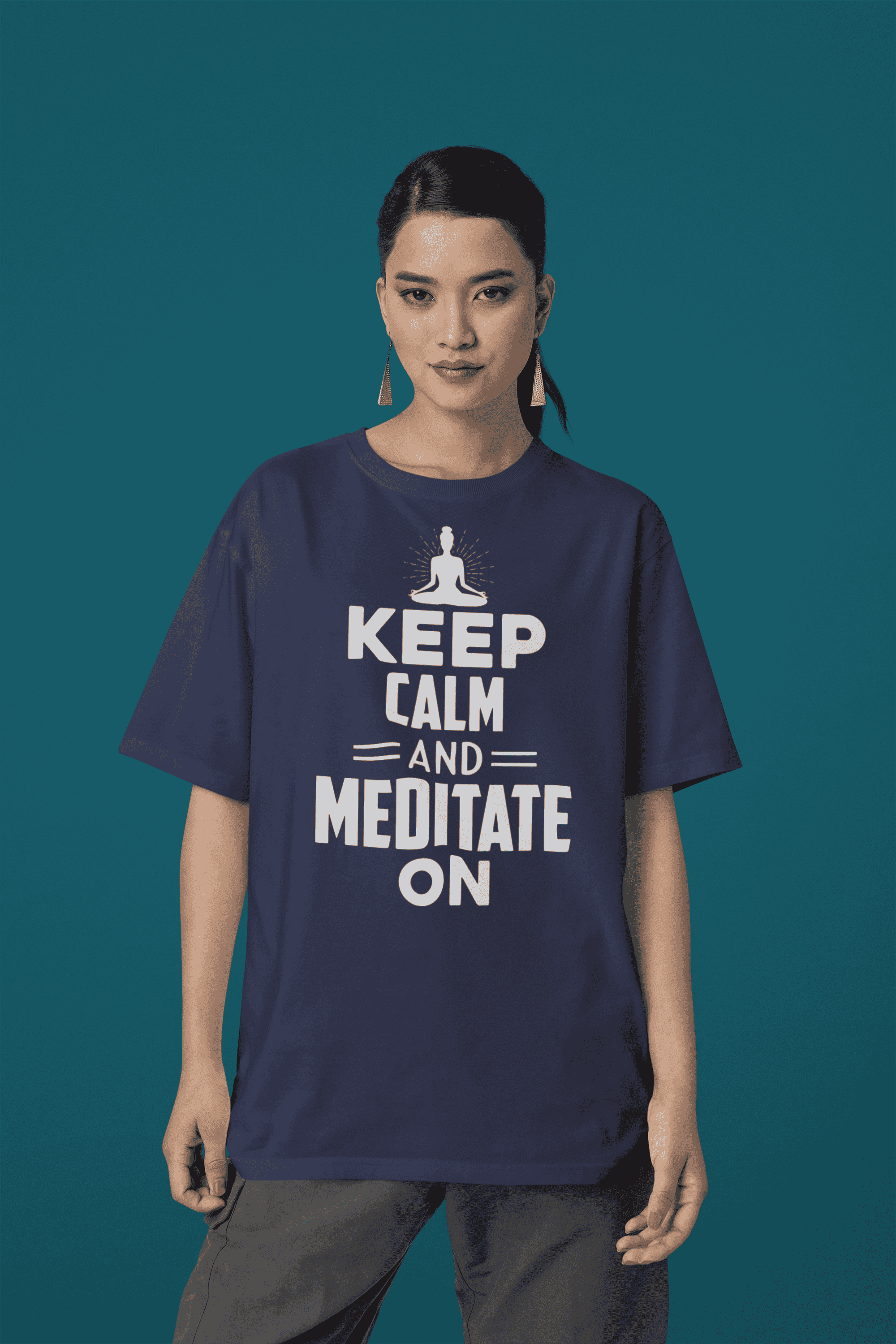 "Keep Calm and Meditate On" Women's Cotton Oversized T-Shirt