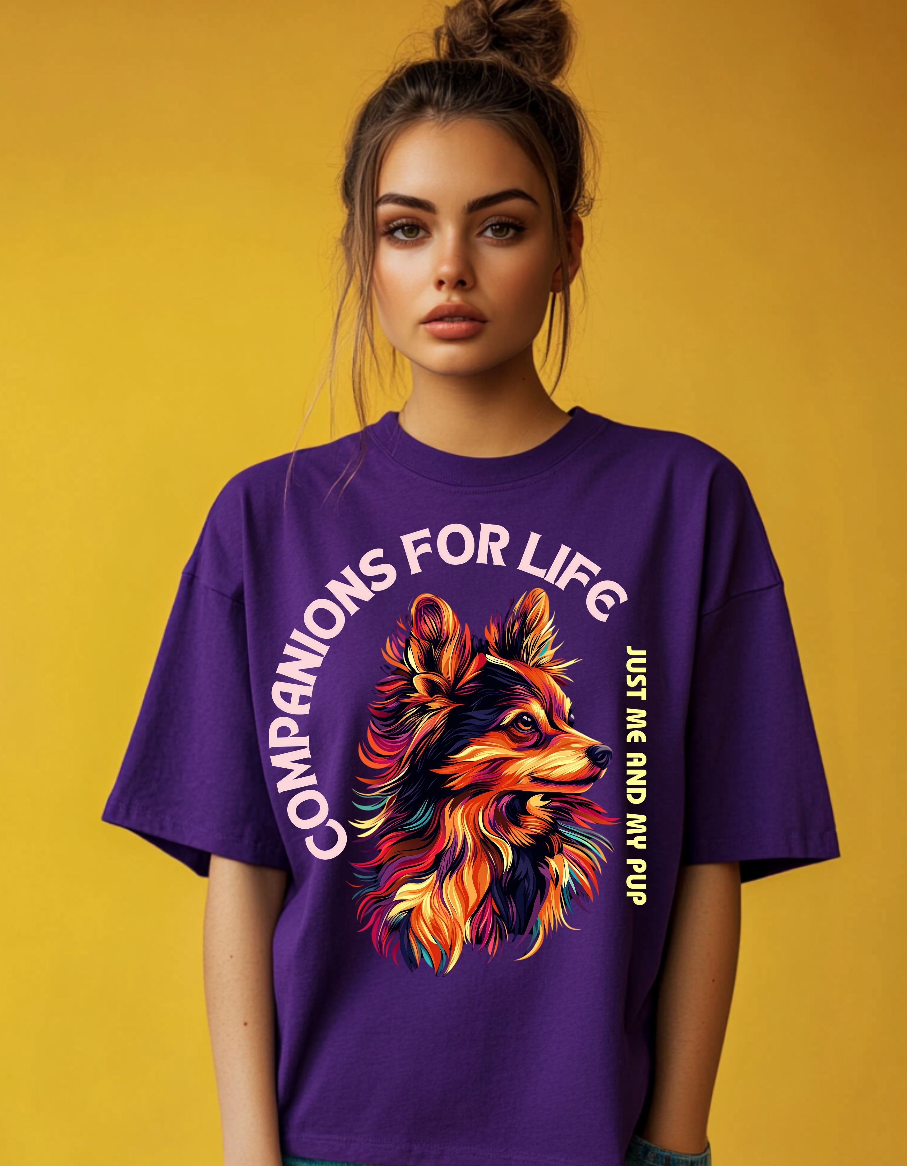 Companions for Life: Just Me and My Pup Women's Oversized Cotton Tee