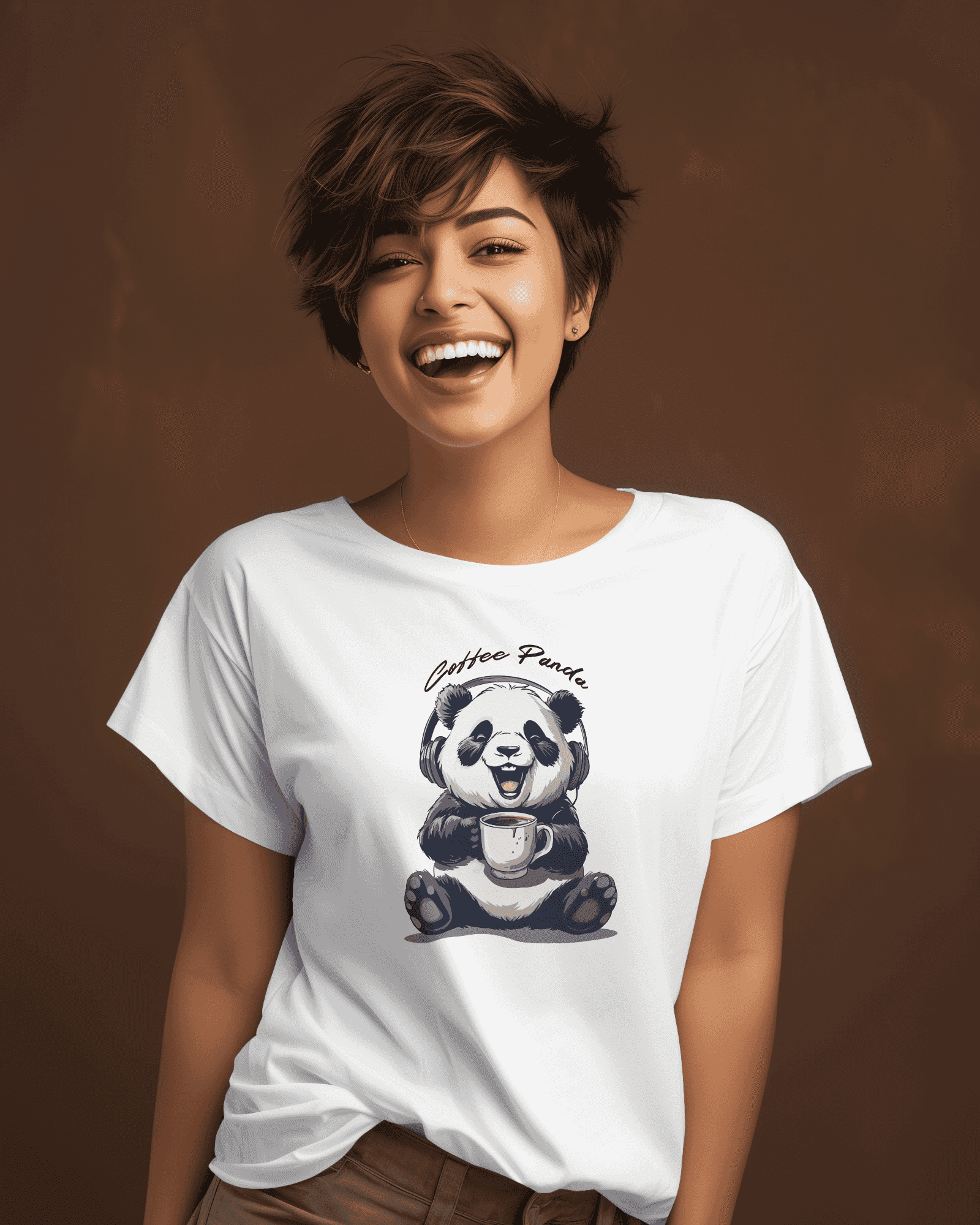 Coffee Panda Women's Graphic Cotton T-Shirt