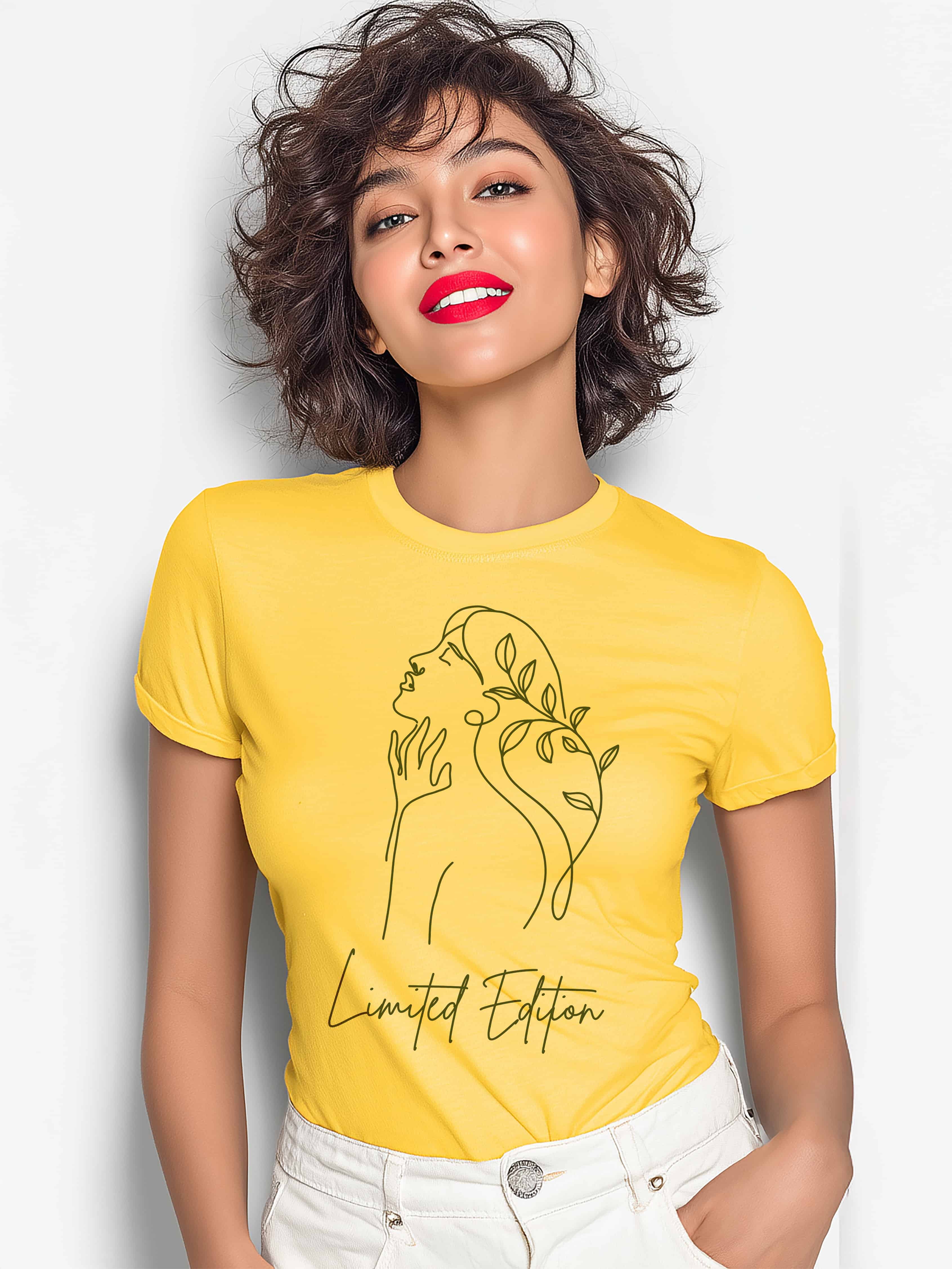 Women's  Limited Edition Cotton tshirt with Woman Outline Design