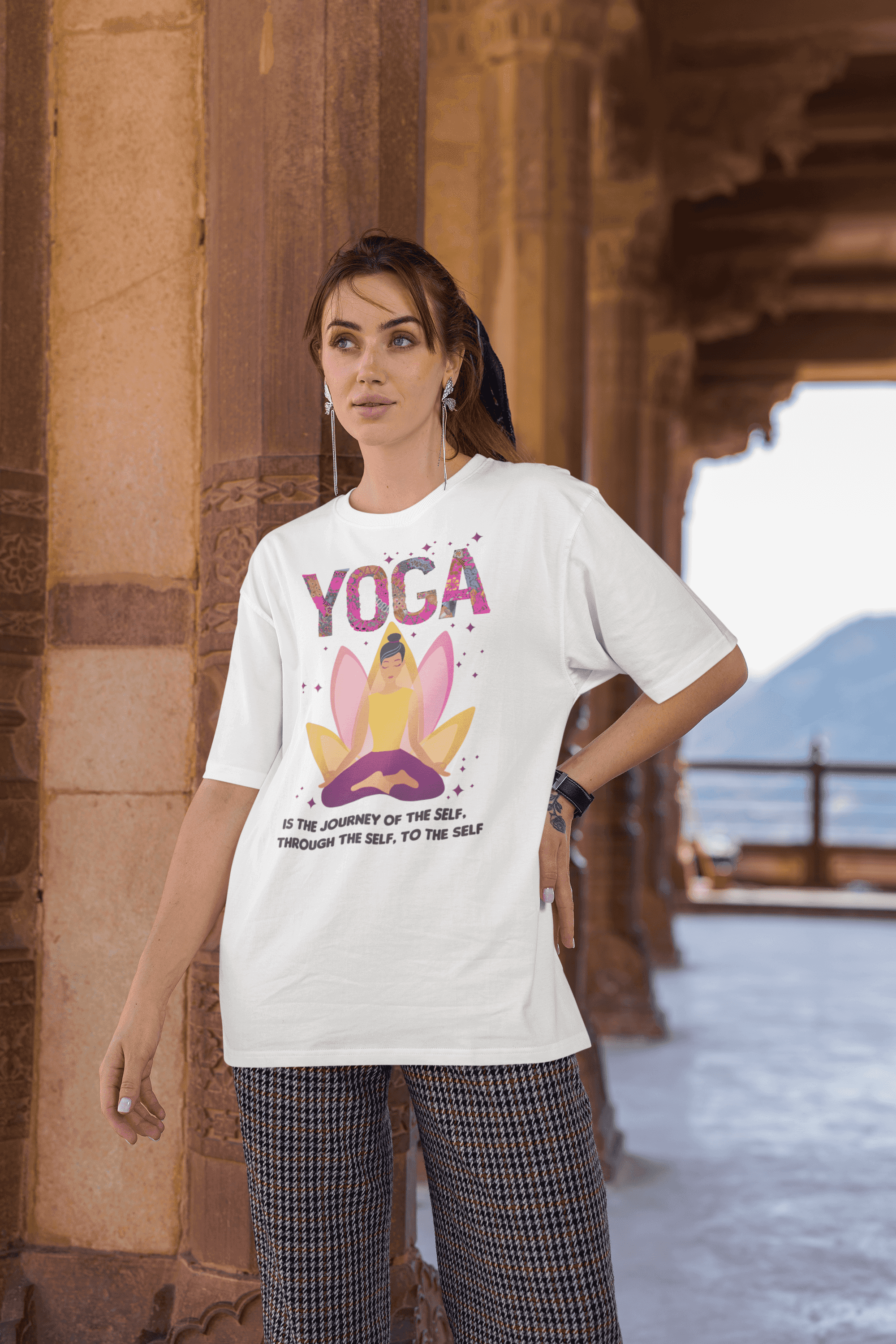 "Yoga: The Journey of the Self Through the Self to the Self" Women's Cotton Oversized T-Shirt