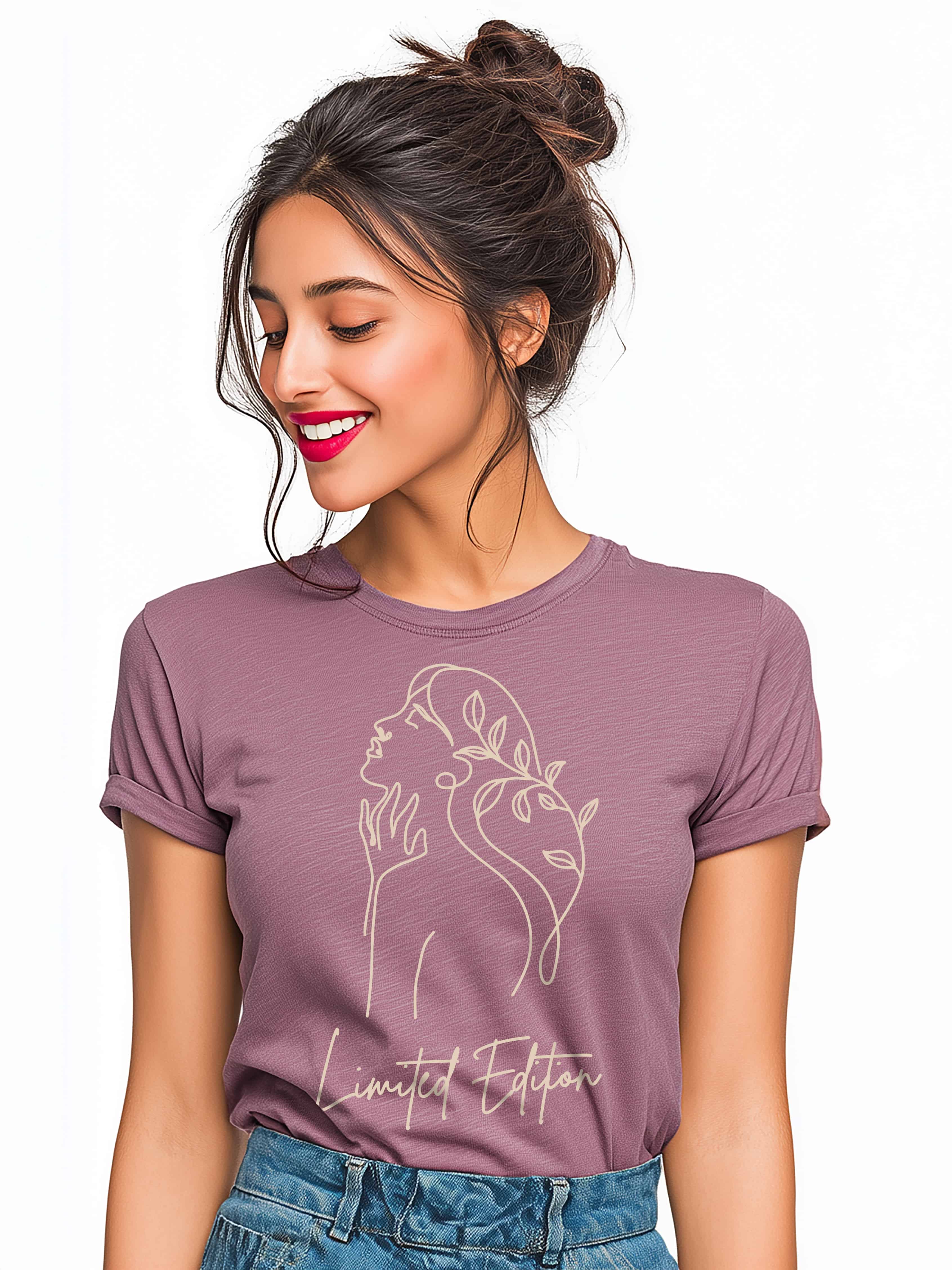 Women's  Limited Edition Cotton tshirt with Woman Outline Design