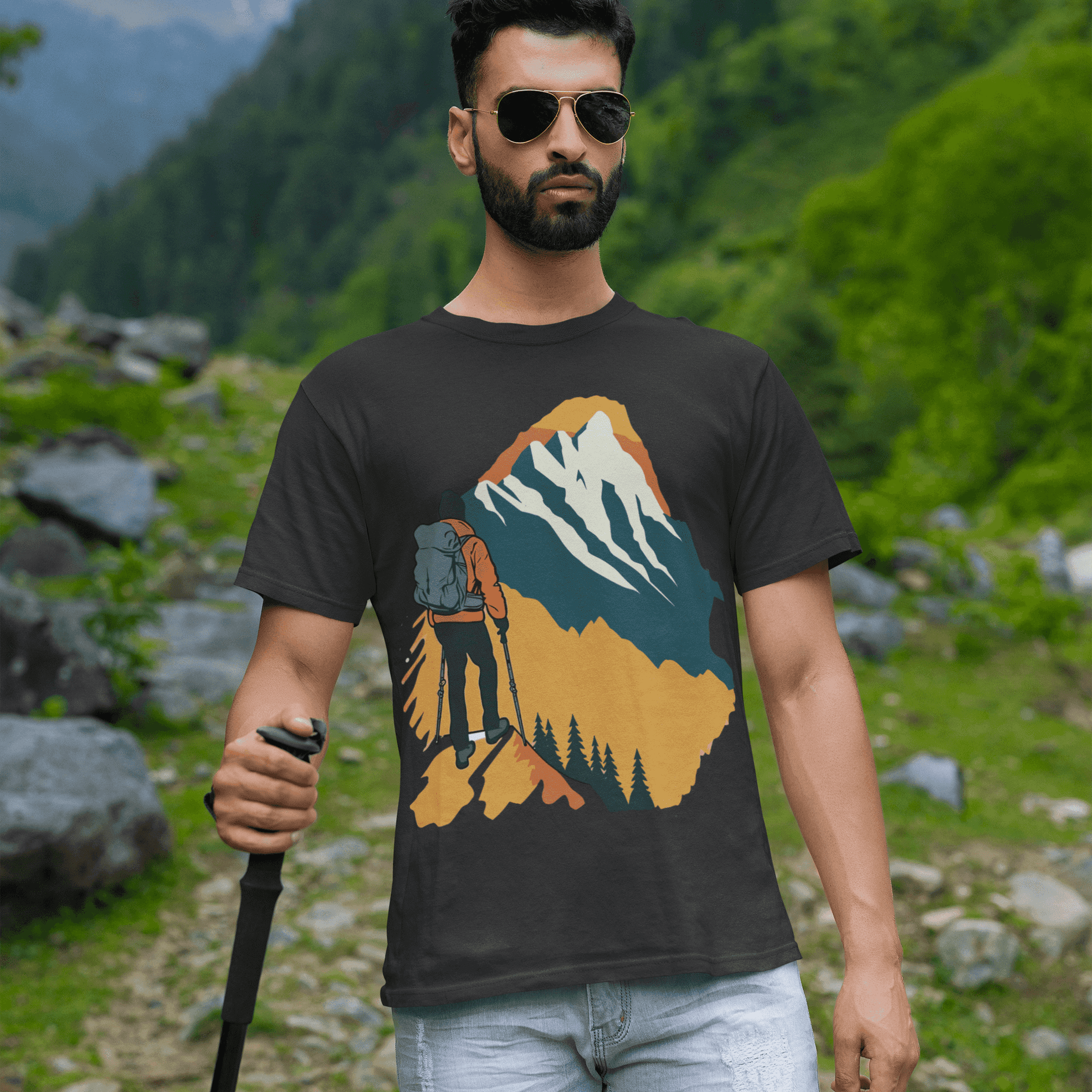 Adventure Awaits Men's Hiking/Trekking Graphic T-Shirt - Explore in Style
