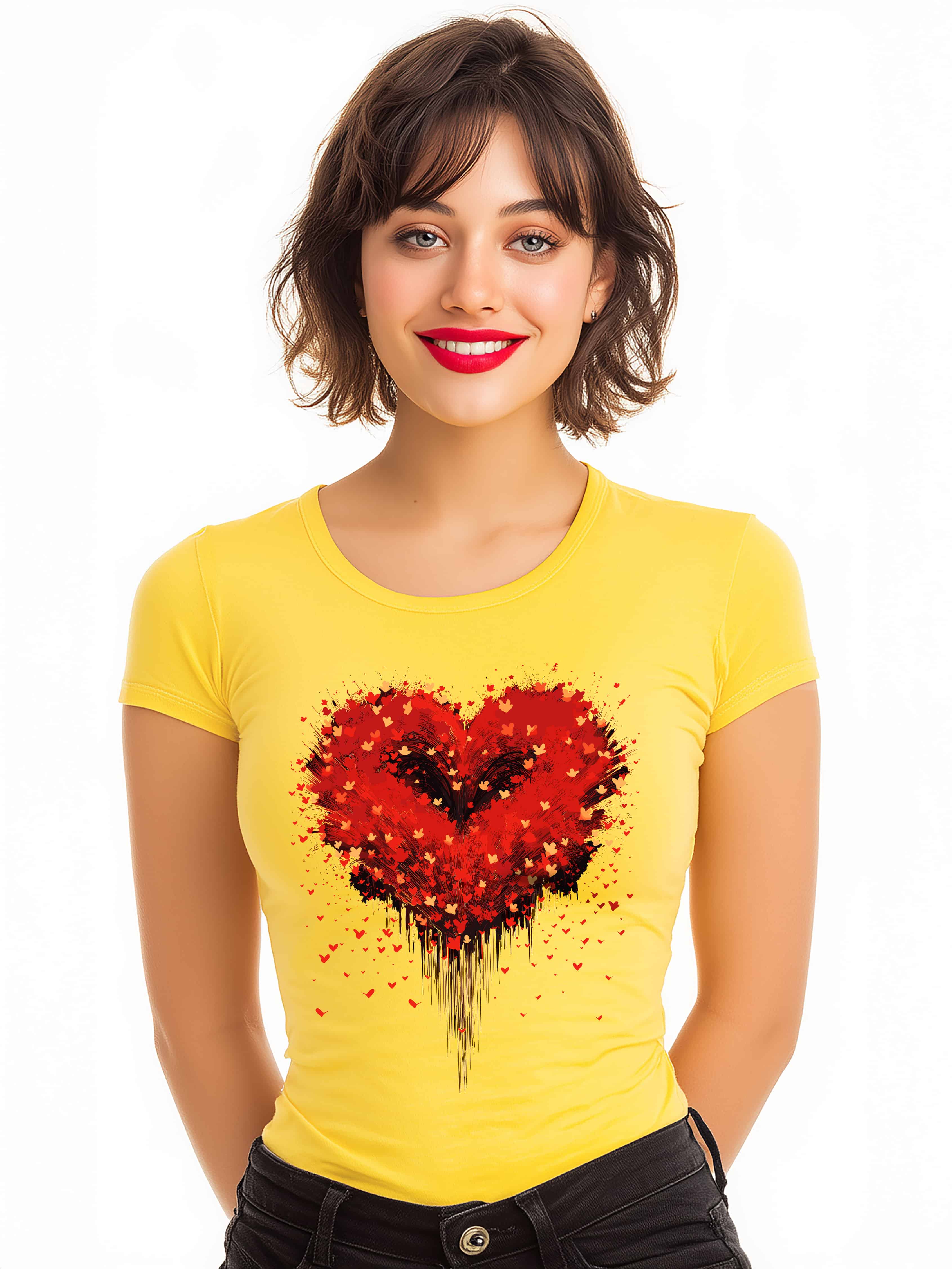 Radiant Love Women's Sparkling Heart Cotton T-Shirt