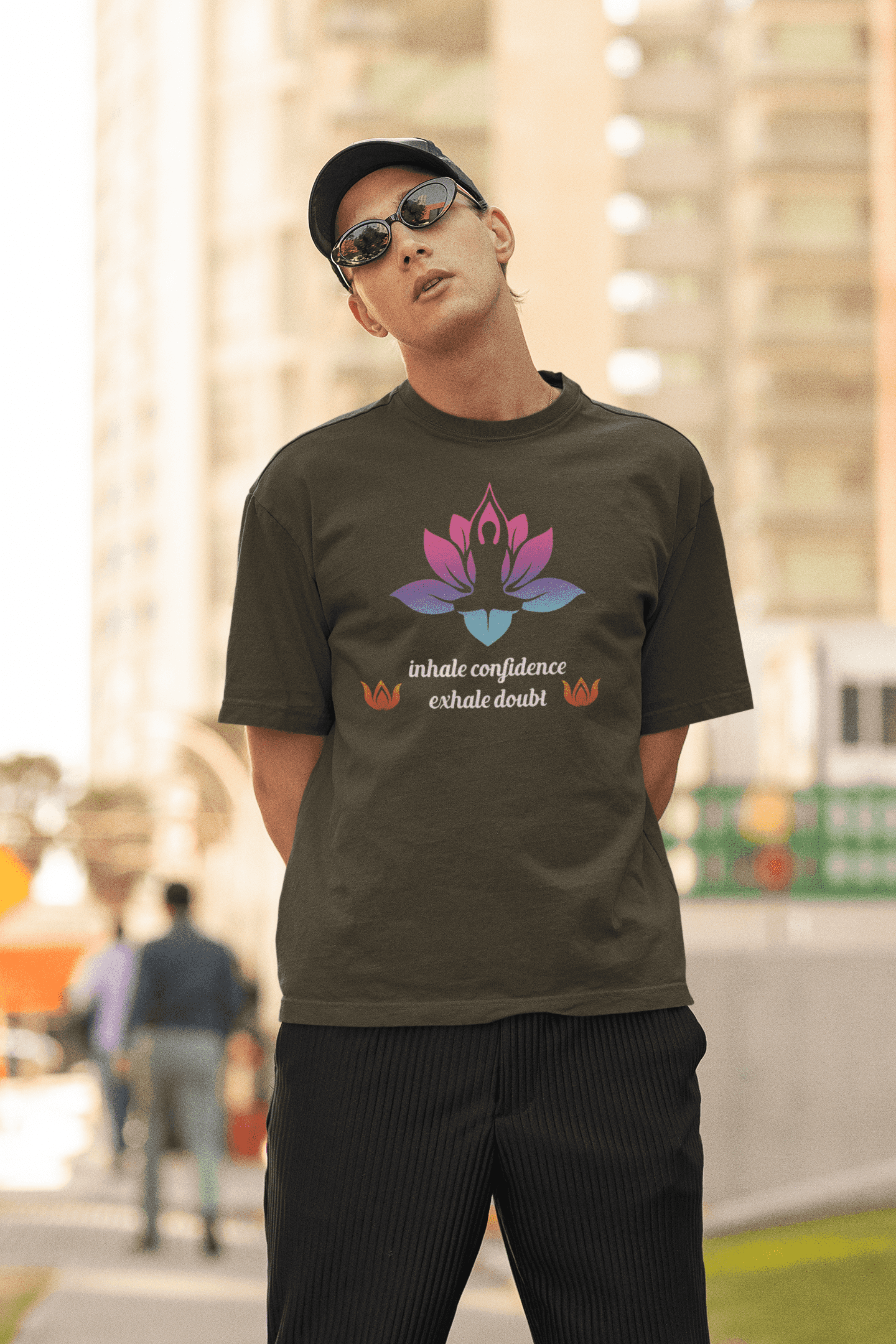 Men's Oversized T-Shirt - "Yoga: "Inhale Confidence, Exhale Doubt"" T-Shirt