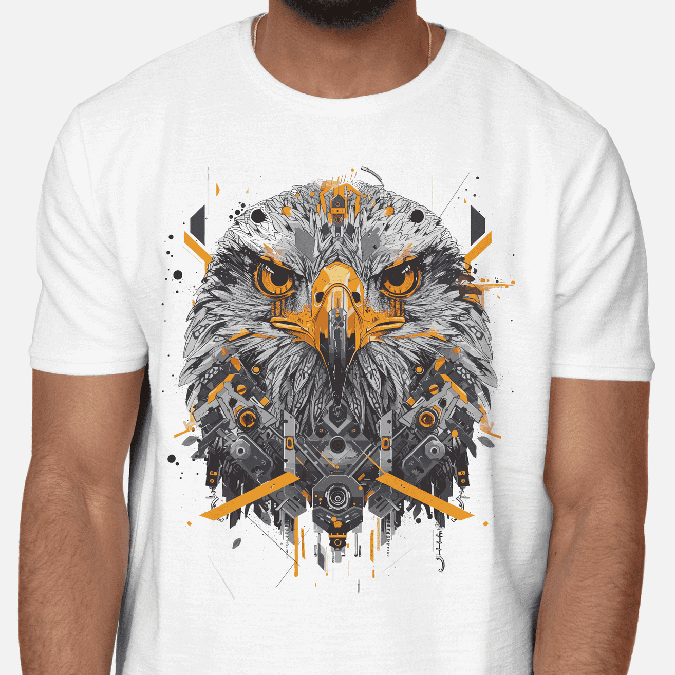 Premium Design- Eagle Precision: Mechanical Eagle Face Graphic Men's T-Shirt
