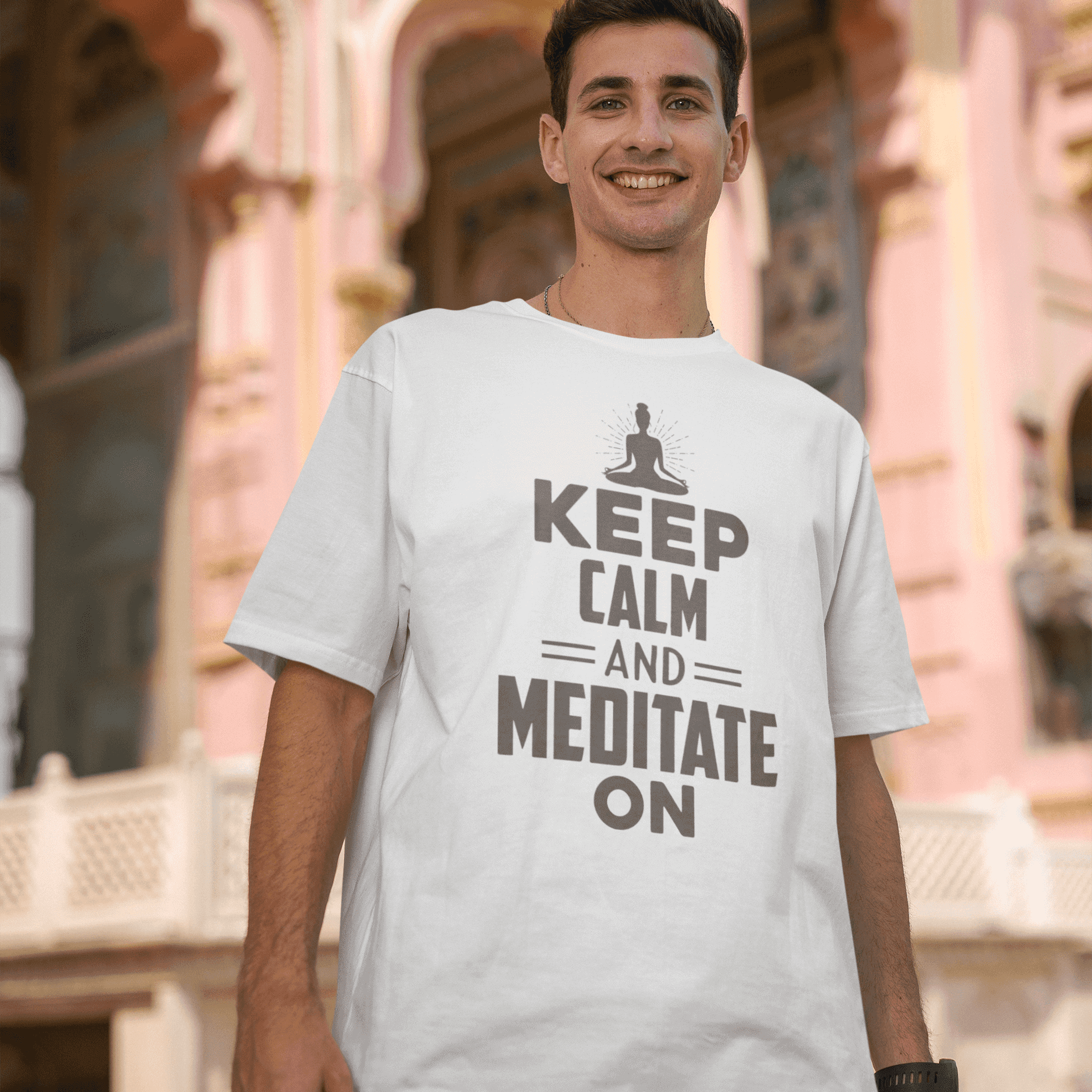 Men's Oversized T-Shirt - "Yoga: "Keep Calm and Meditate On" T-Shirt