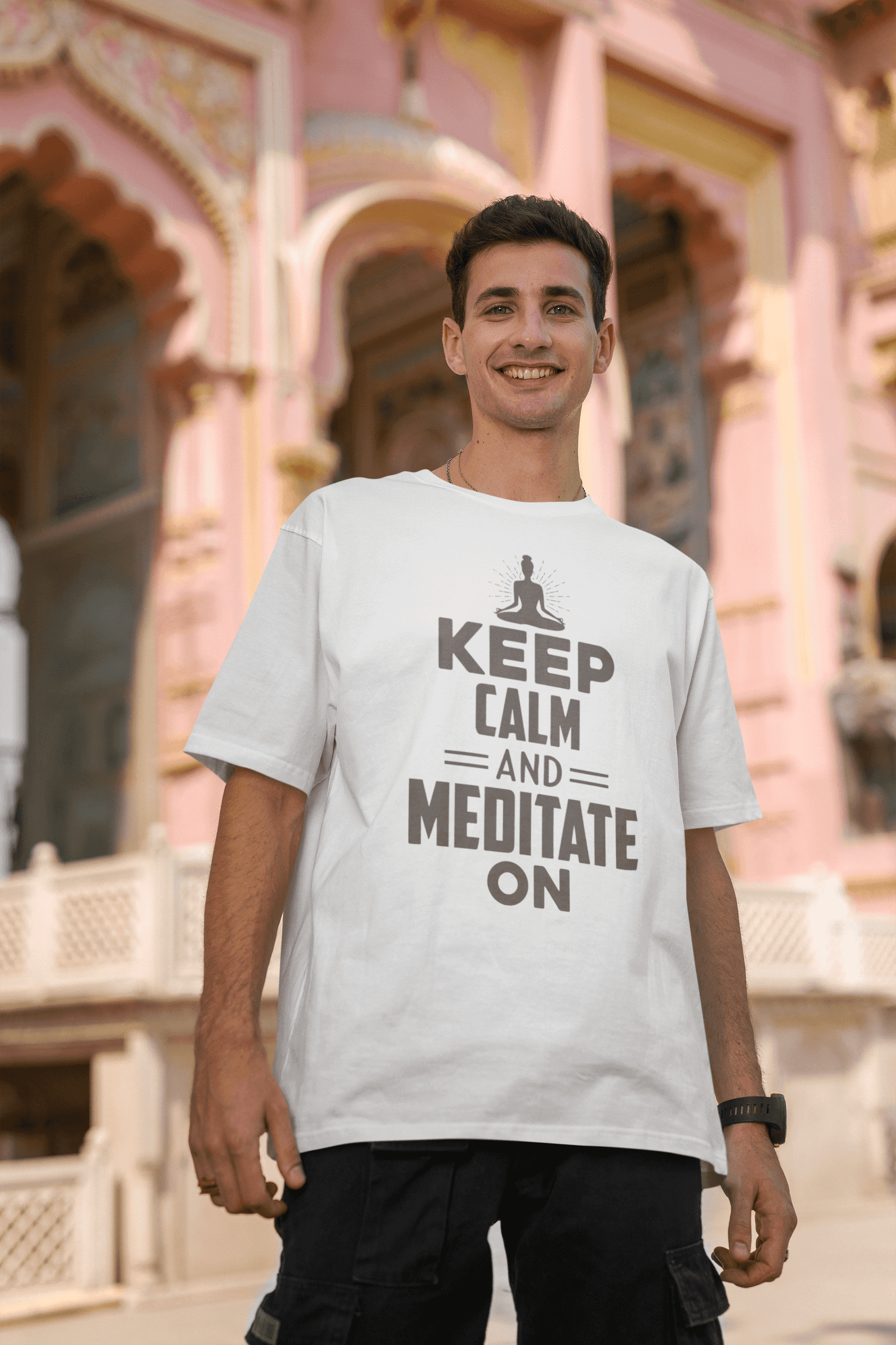 Men's Oversized T-Shirt - "Yoga: "Keep Calm and Meditate On" T-Shirt