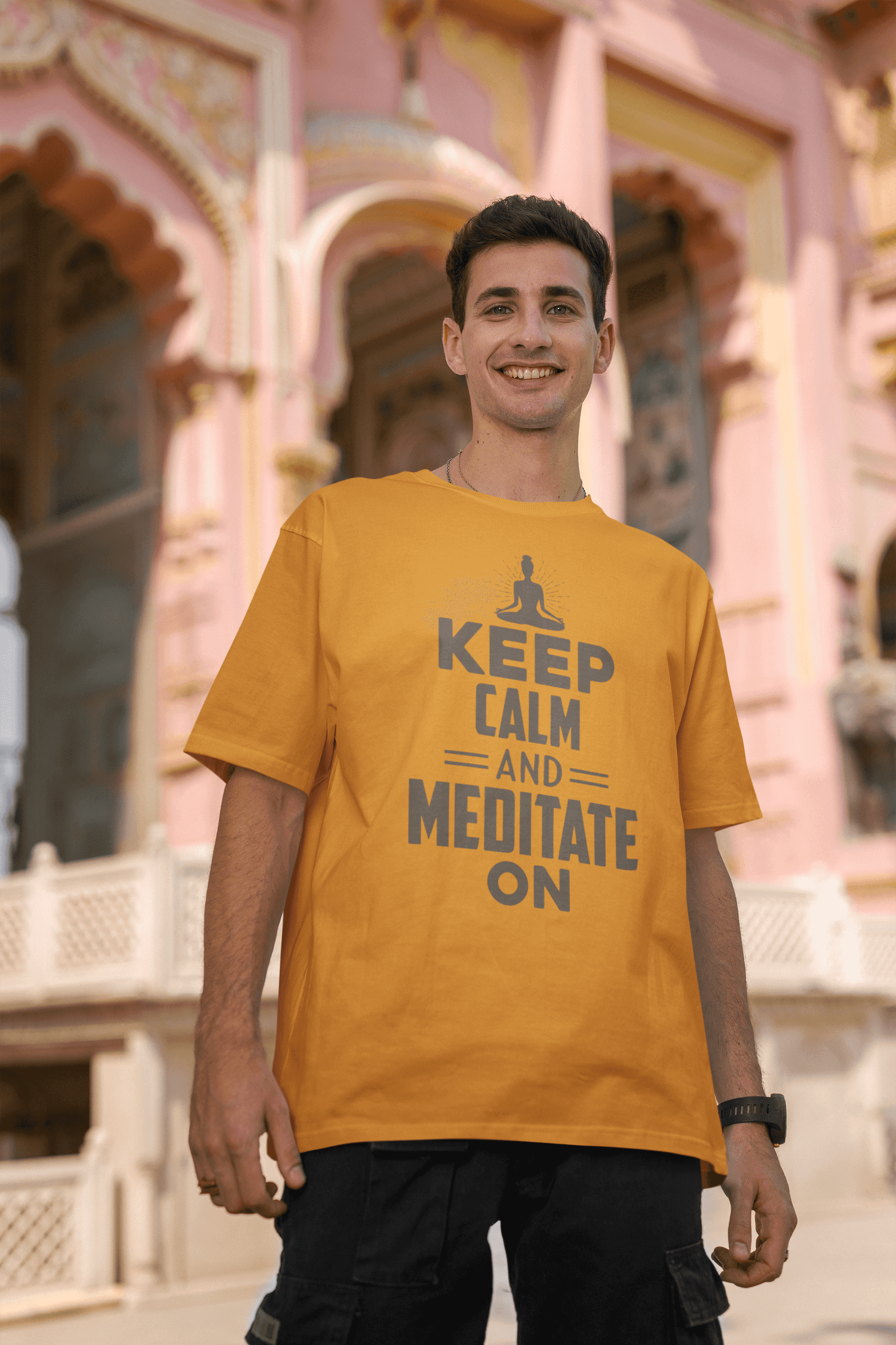 Men's Oversized T-Shirt - "Yoga: "Keep Calm and Meditate On" T-Shirt