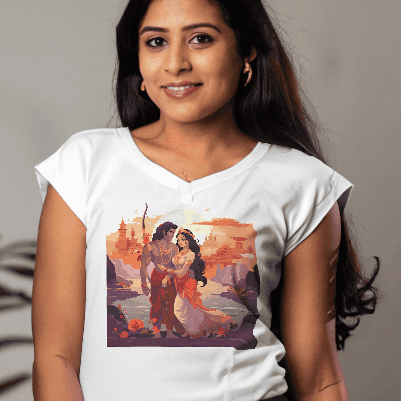 Ram & Sita Women's Divine Love T-Shirt - Ram Aaye Hai Ayodhya Mein