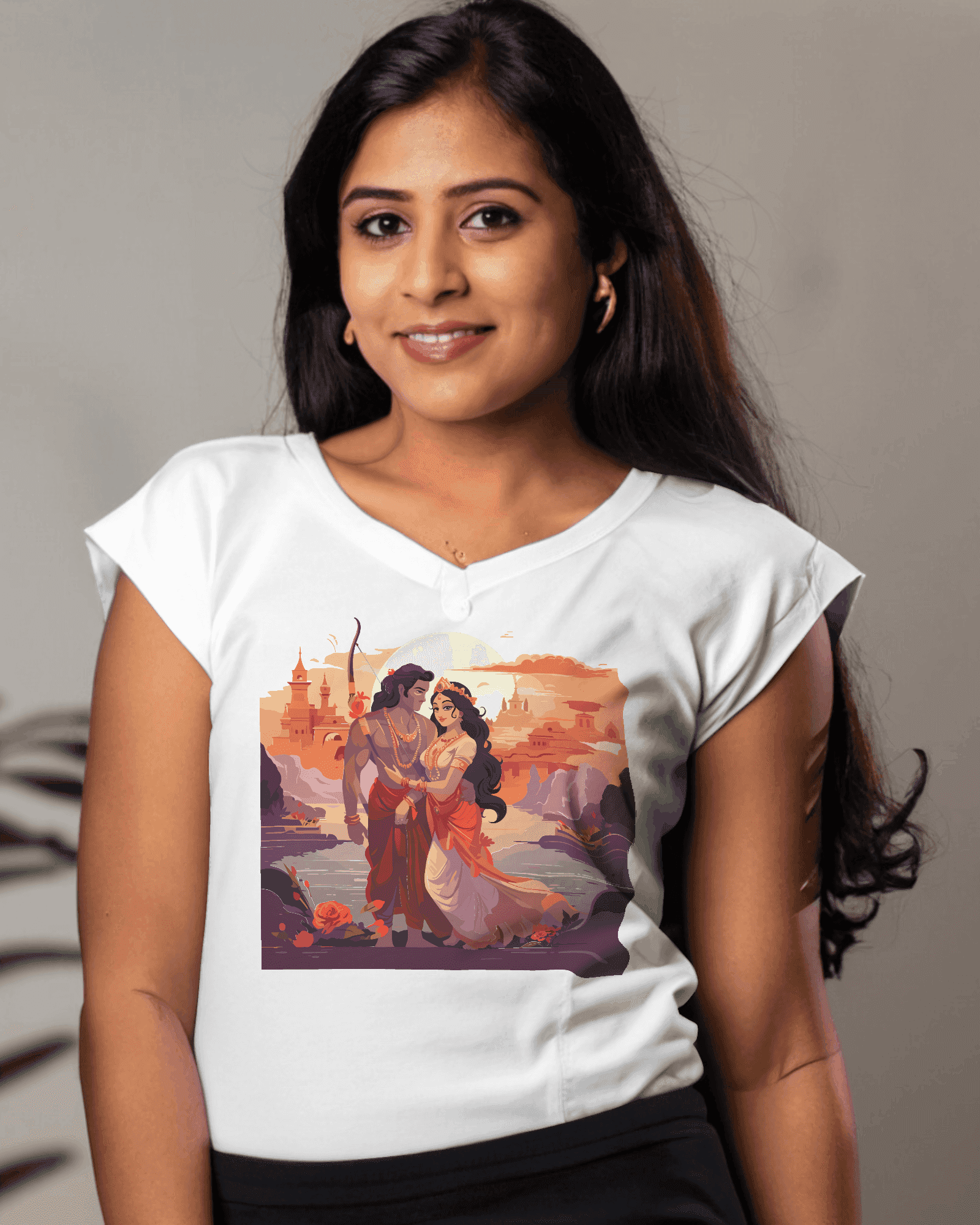 Ram & Sita Women's Divine Love T-Shirt - Ram Aaye Hai Ayodhya Mein