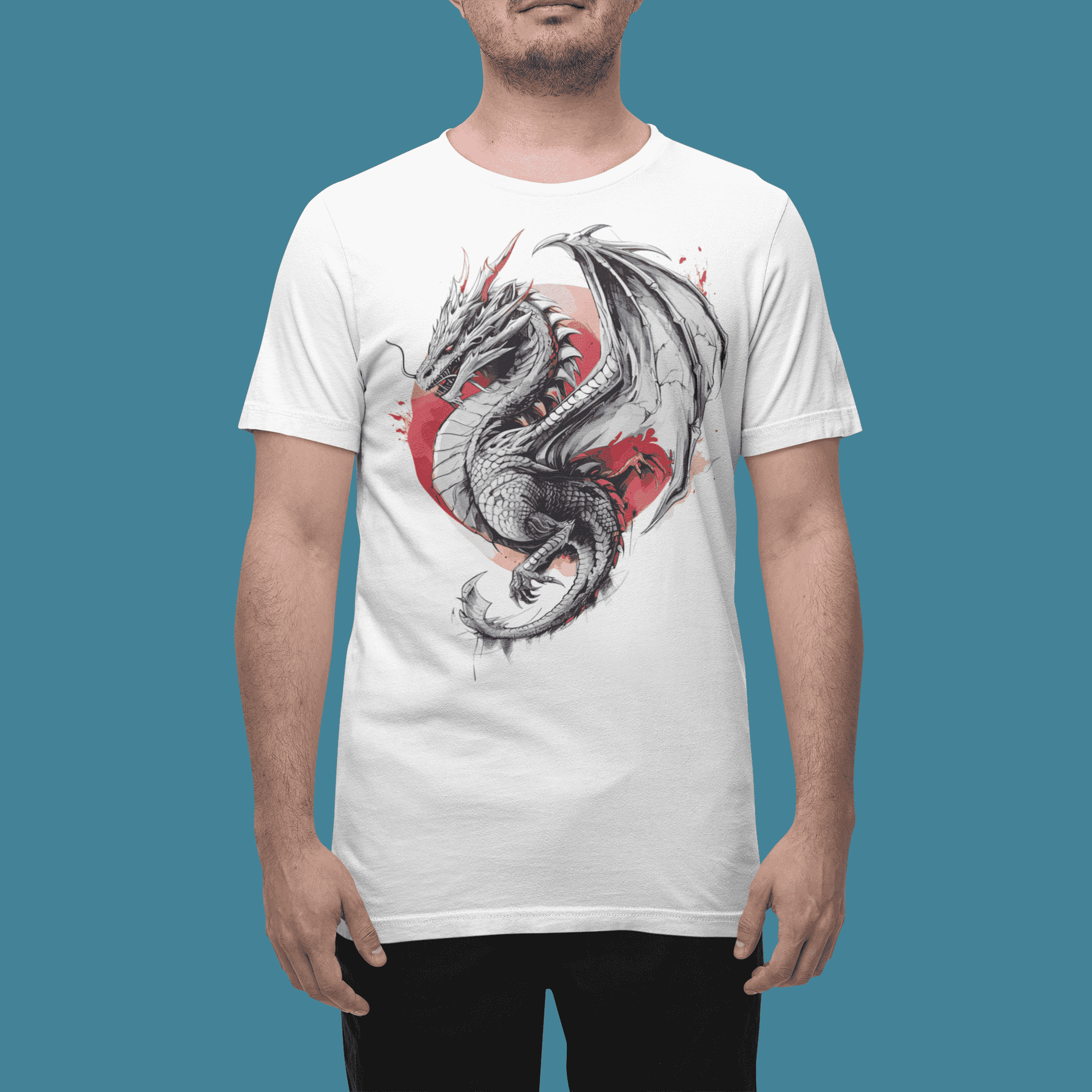 Ethereal Dragon Masterpiece:  Men's Premium Graphic Design T-Shirt