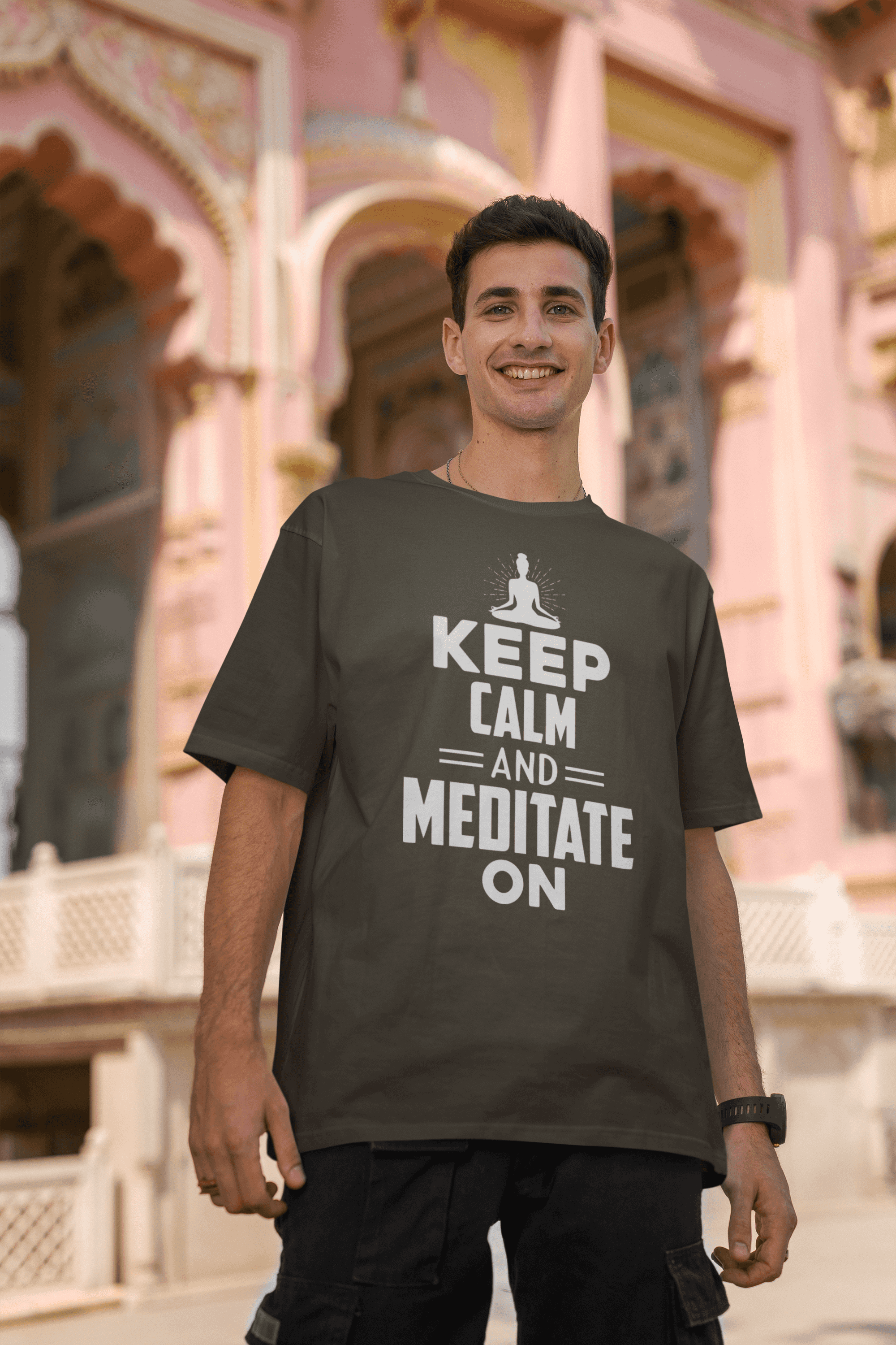 Men's Oversized T-Shirt - "Yoga: "Keep Calm and Meditate On" T-Shirt