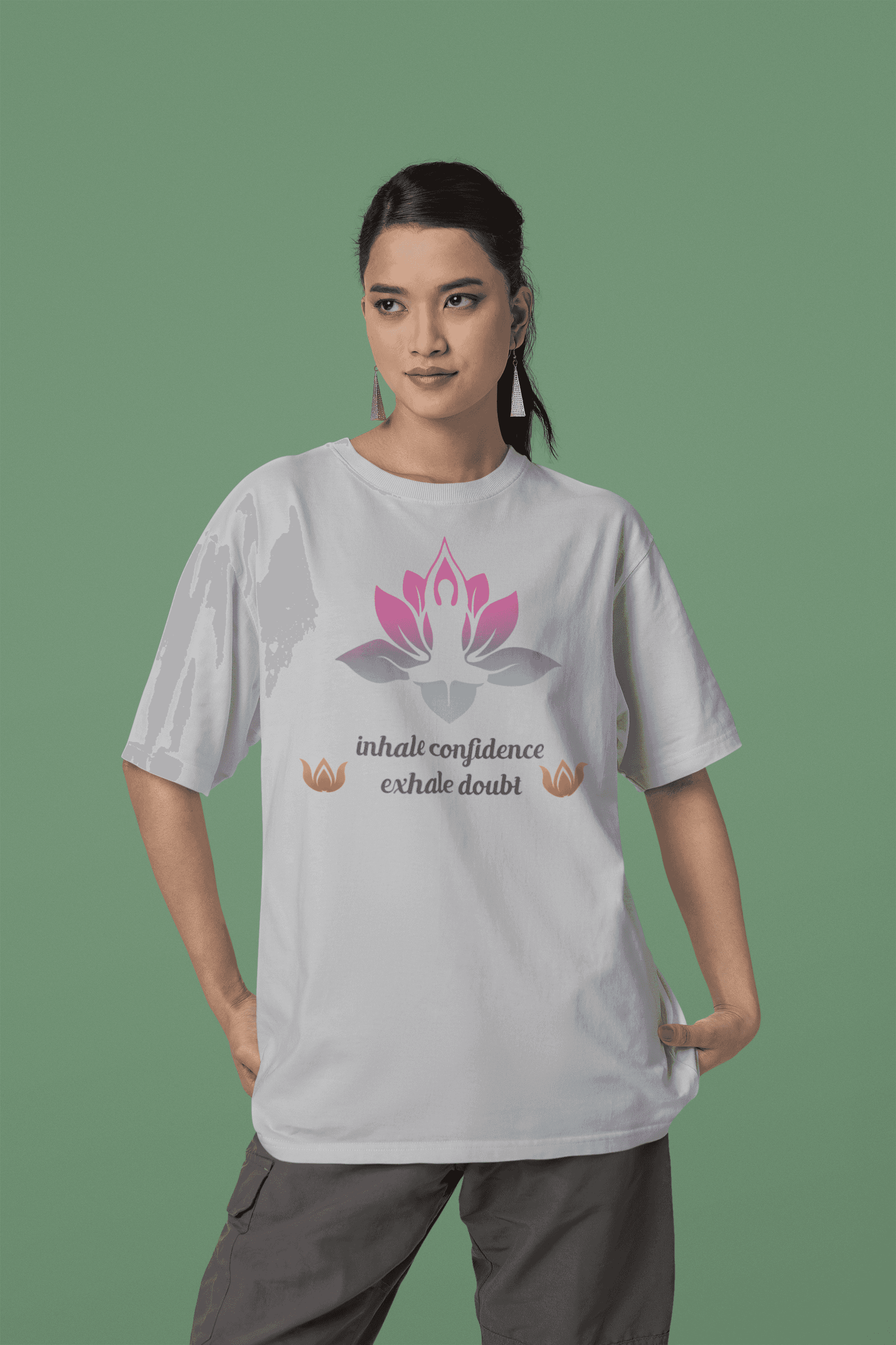 "Inhale Confidence, Exhale Doubt"  Women's Cotton Oversized T-Shirt