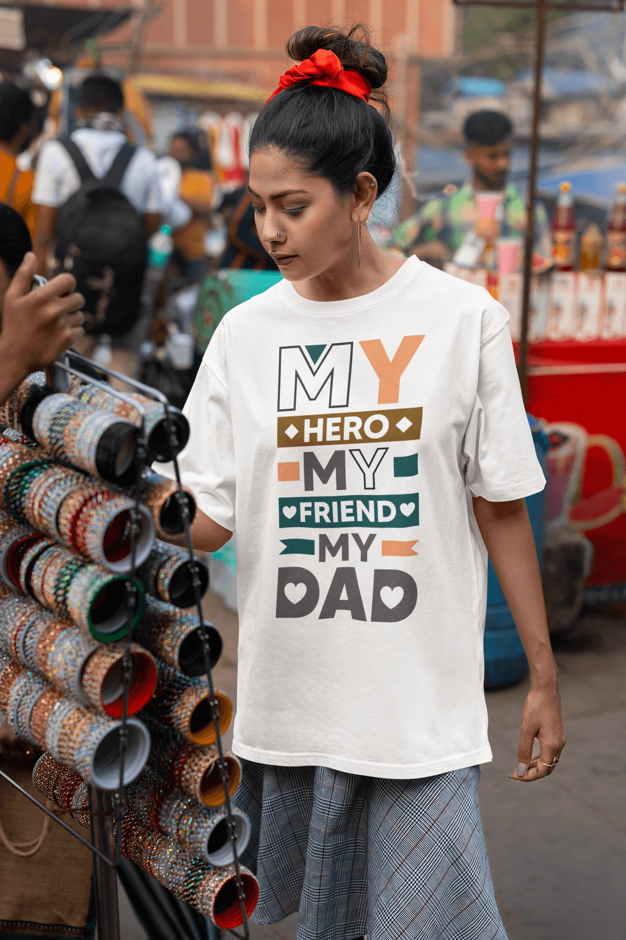 "My Hero, My Friend, My Dad" Women's Cotton Oversized T-Shirt