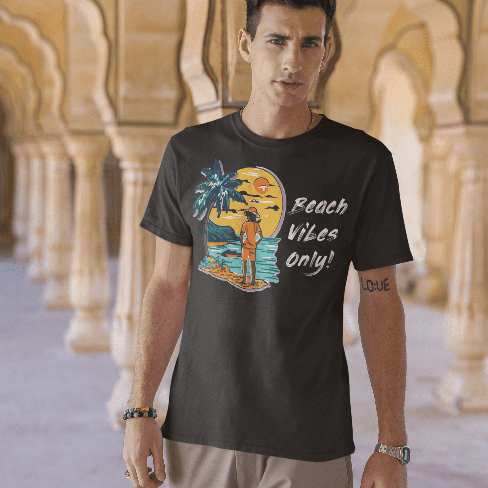 Coastal Escape Men's Beach Vibes T-Shirt - Sun, Sand, and Seaside Serenity