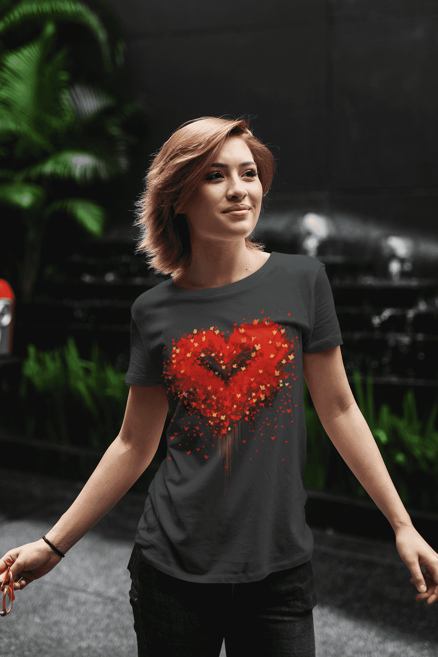 Radiant Love Women's Sparkling Heart Cotton T-Shirt