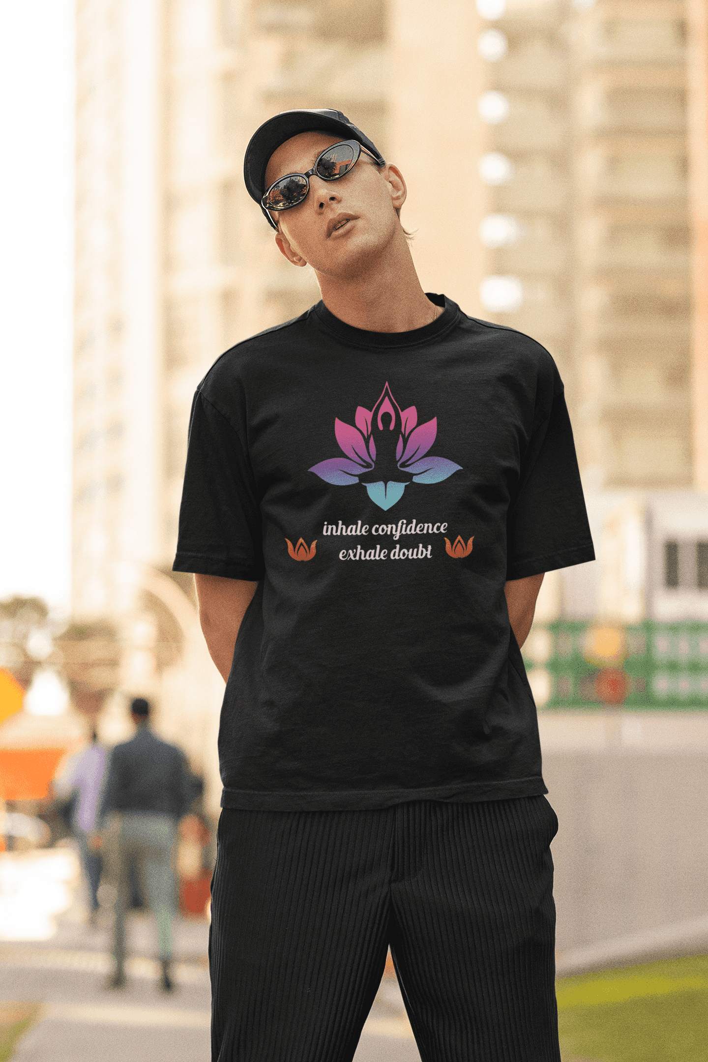 Men's Oversized T-Shirt - "Yoga: "Inhale Confidence, Exhale Doubt"" T-Shirt