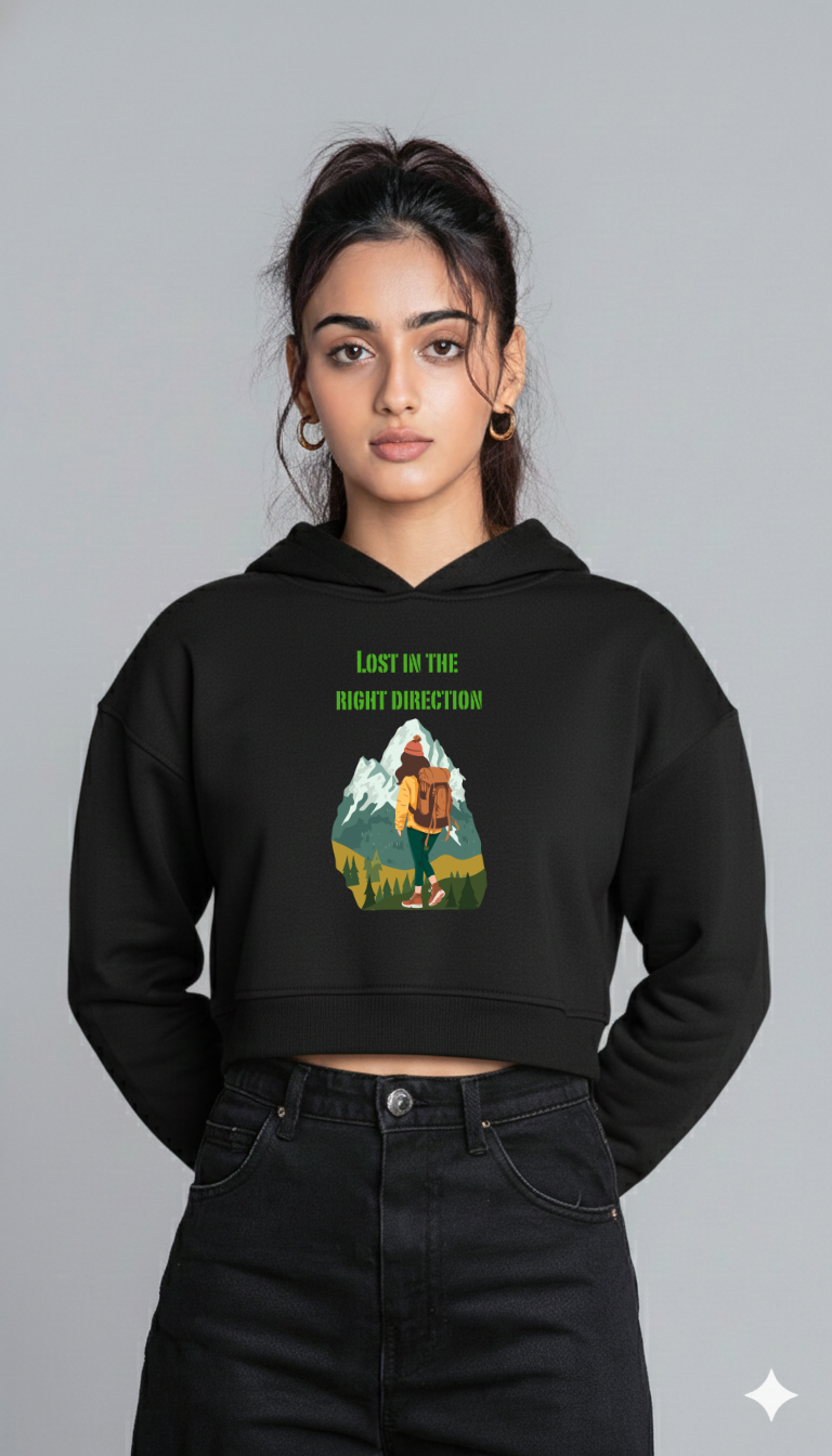 Lost in the Right Direction – Women’s Crop Hoodie | Storeily Winter Collection