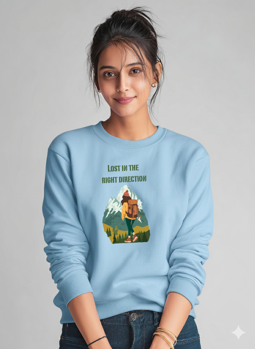 Lost in the Right Direction Graphic Sweatshirt for Women | Storeily Winter Collection