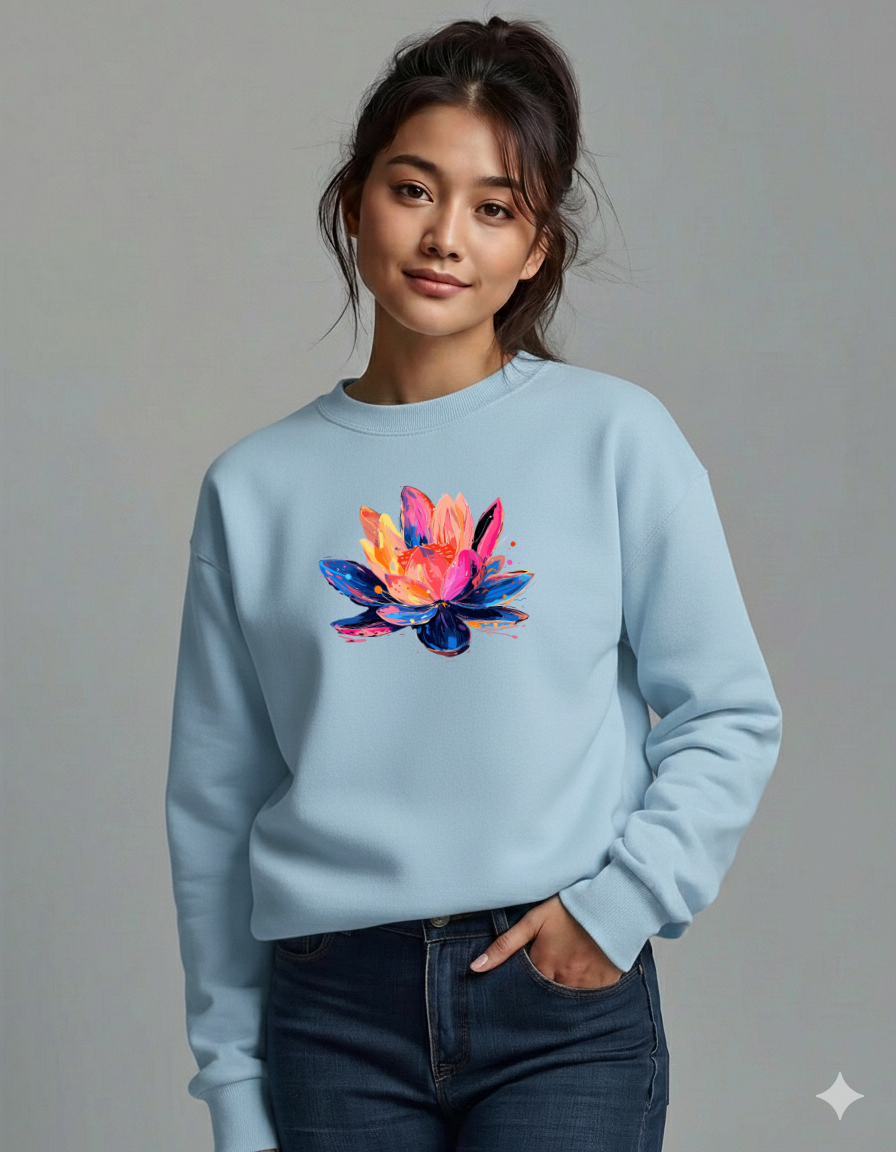 Floral Lotus Graphic Sweatshirt for Women | Storeily Winter Collection