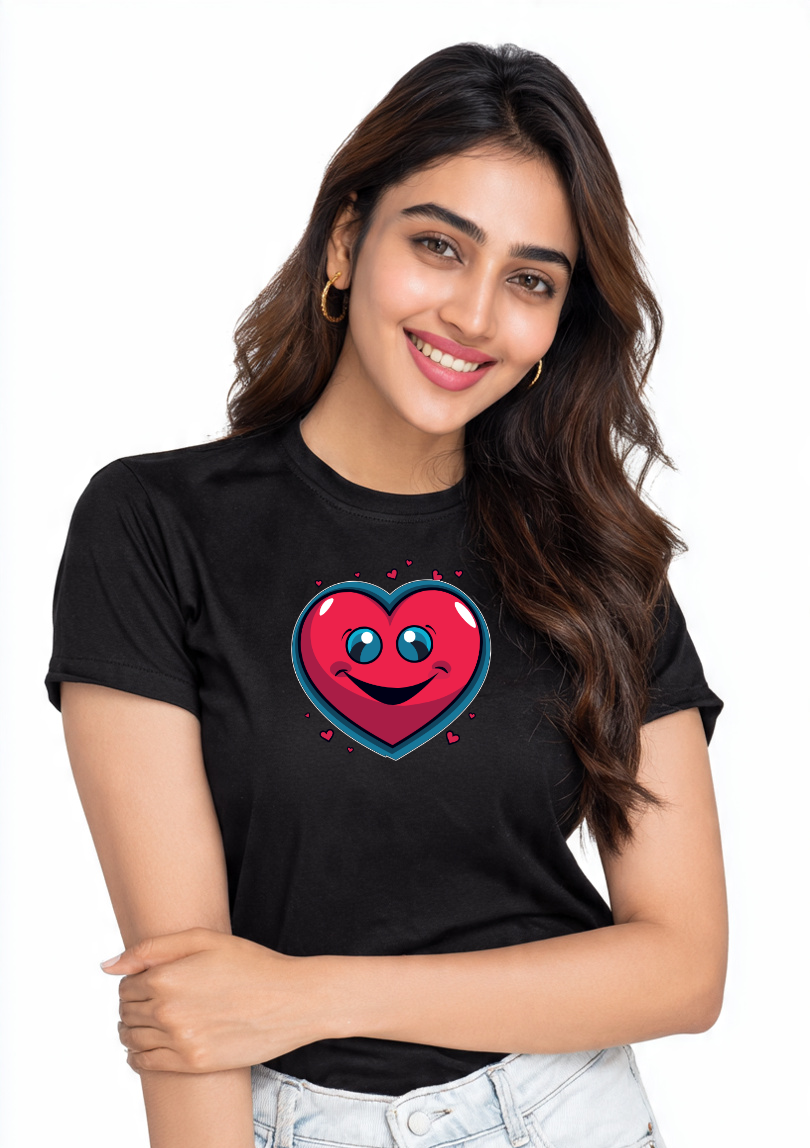 Happy Heart Graphic – Women’s Cotton T-Shirt
