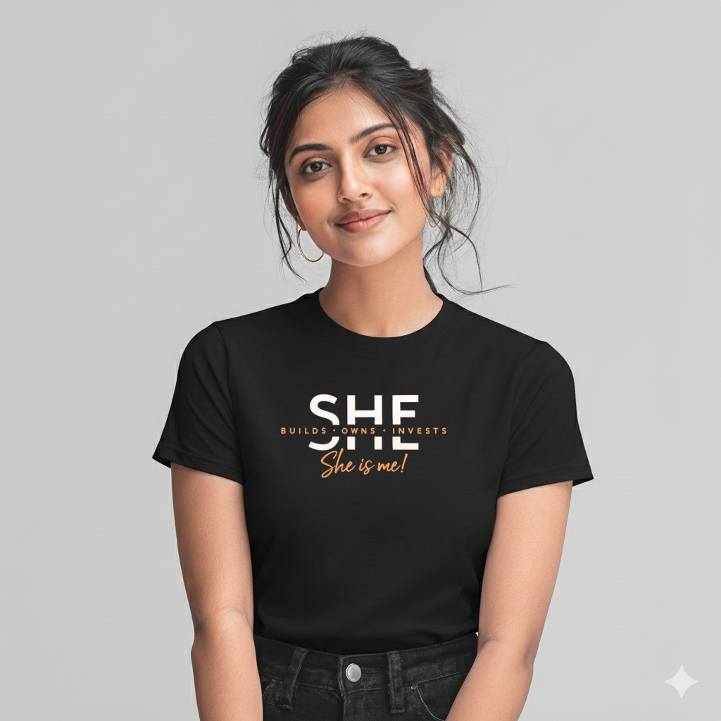 SHE – Builds, Owns, Invests - Women's  Cotton T-shirt