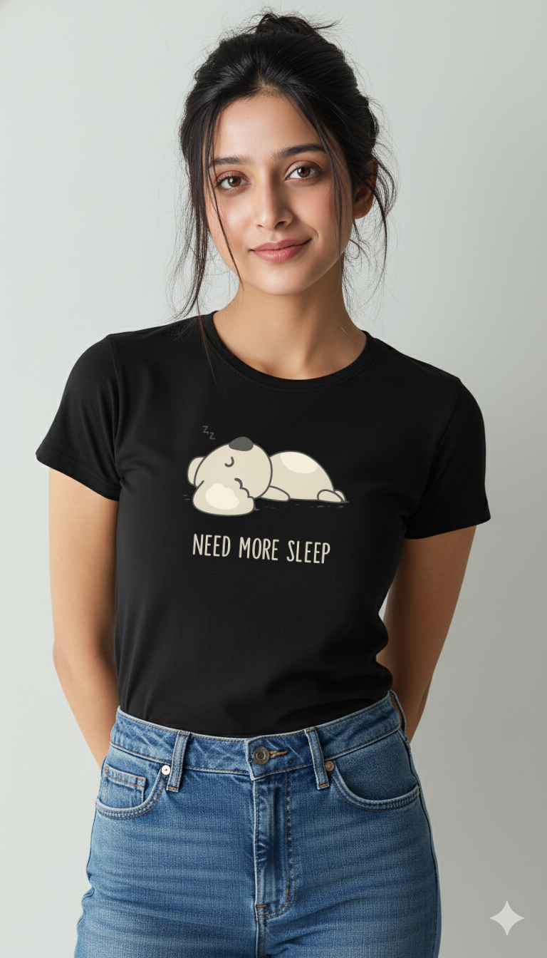Women’s “Need More Sleep” Cotton Graphic T-Shirt