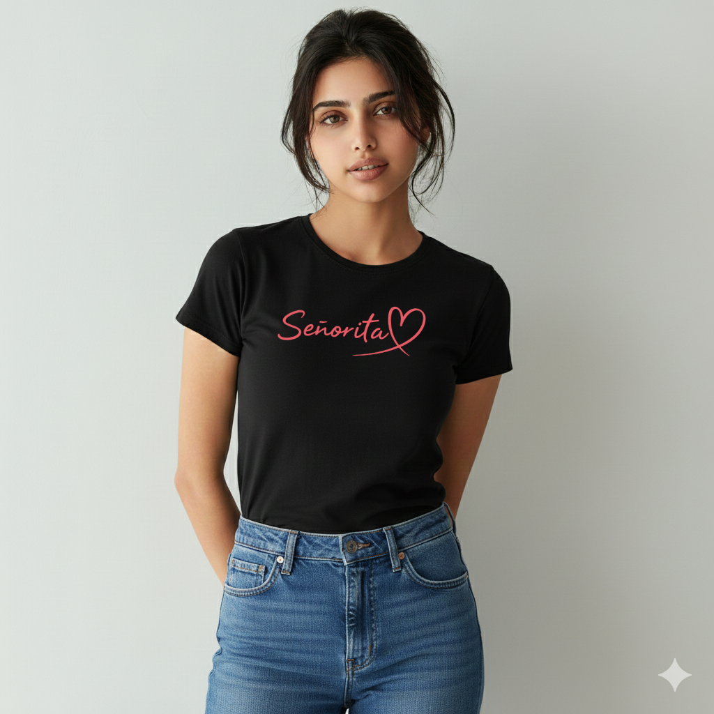 Women’s “Señorita” Heart Script Cotton Tshirt