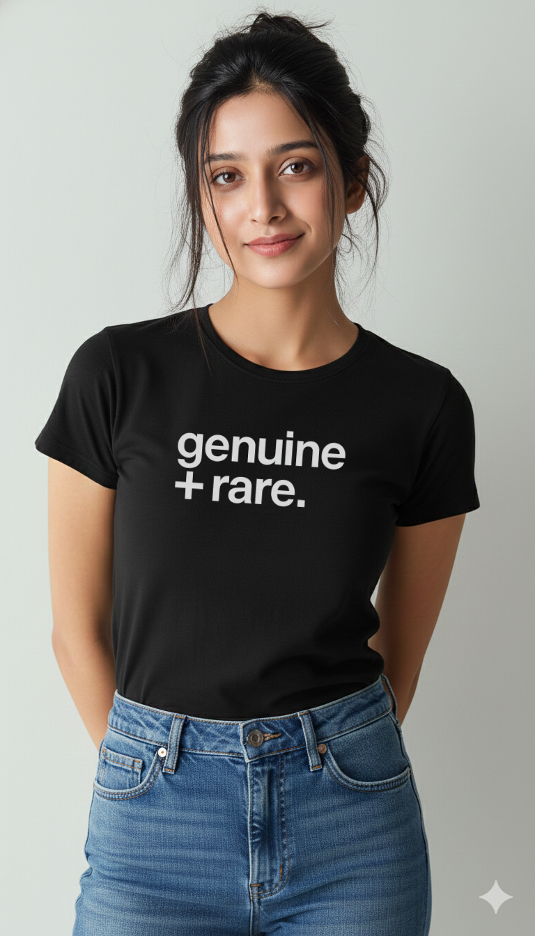 Women’s “Genuine + Rare” Graphic Cotton Tshirt