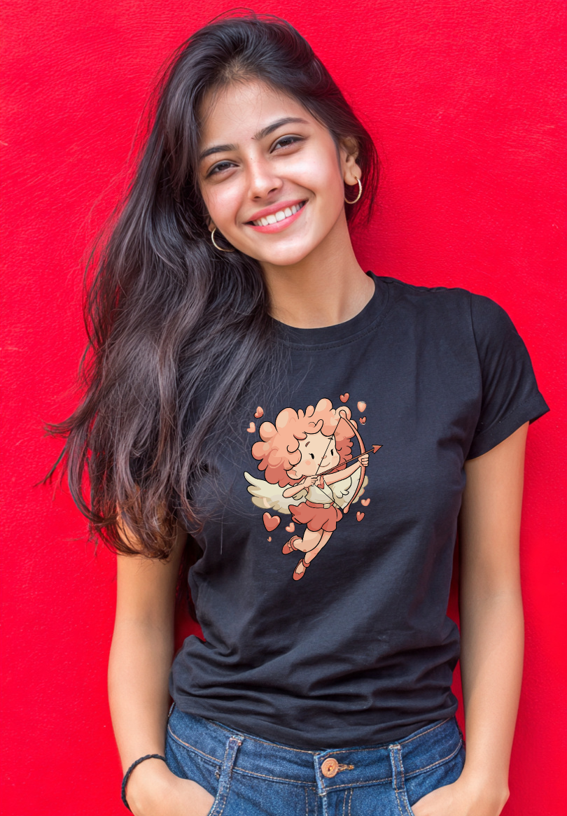 Valentine Cupid Love Graphic Cotton T-Shirt